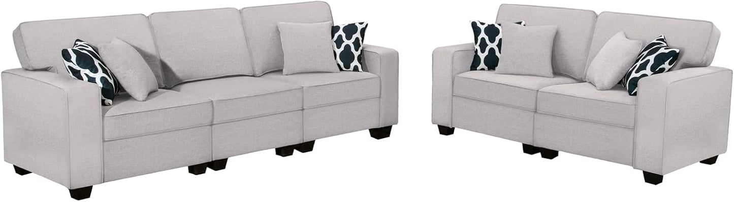 L Lengend Vansen Modular Sectional Sofa U Shaped Couch with Ottoman Modern Reversible Corner Sectional Couch for Living Room (Light Grey, 2+3)