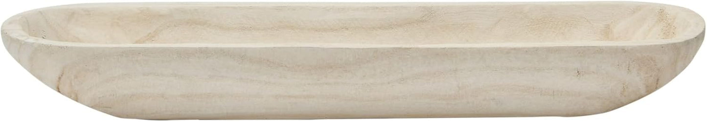 Creative Co-Op Decorative Paulownia Wood Tray, White