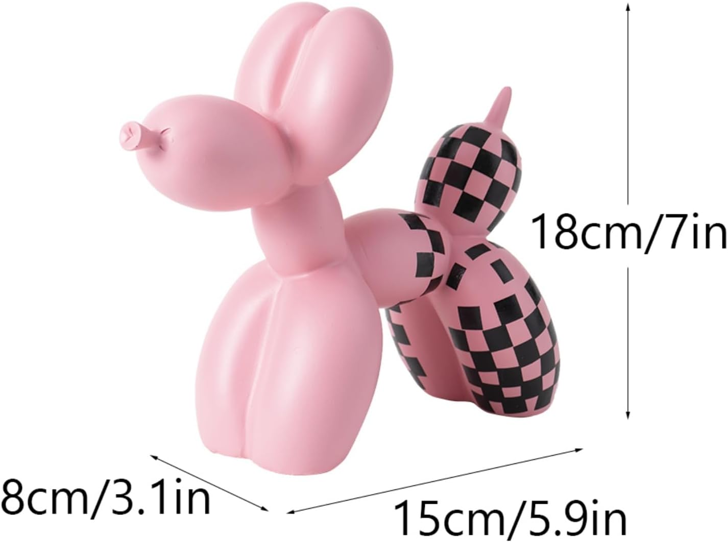 Vilead Resin Balloon Dog Statue with Checkered Pattern,Modern Home Decoration Trendy Animal Art Ornaments,Collection Figurine Bedroom Living Room Office Desktop Sculpture