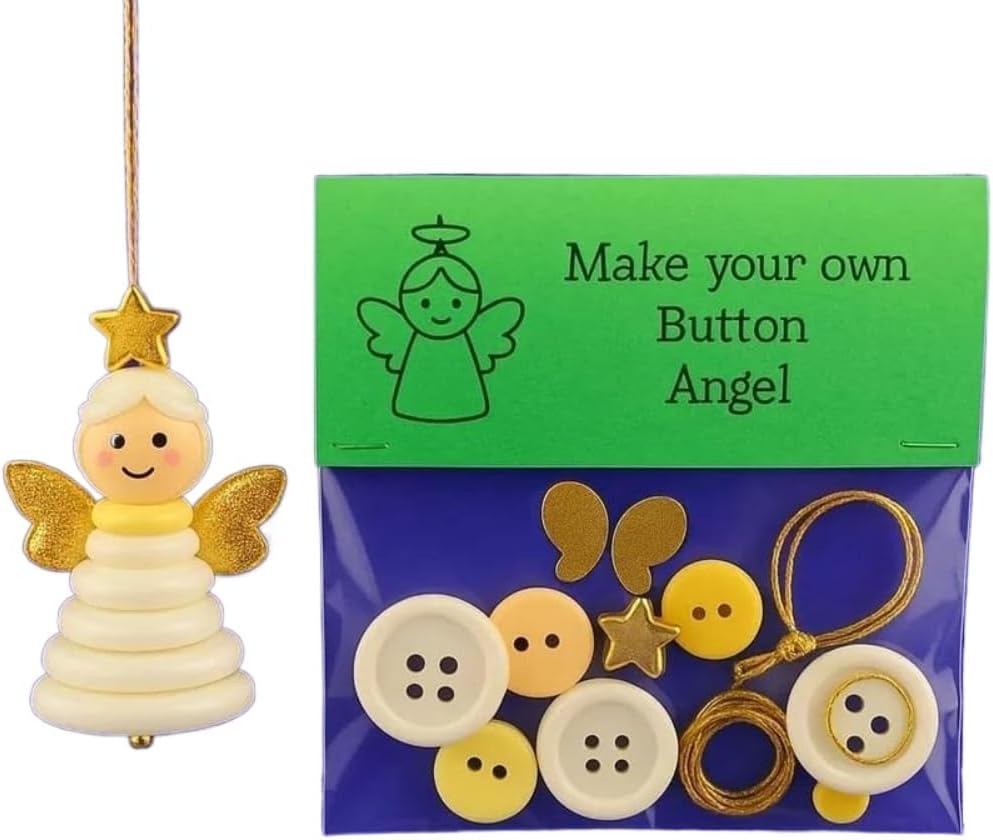 DIY Christmas Button Ornament Making Set - Snowman/Santa/Angel, Fun Holiday Craft Kit for All Ages, Ideal Xmas Tree Hanging Decor & Festive Gifts (10 pcs-B)