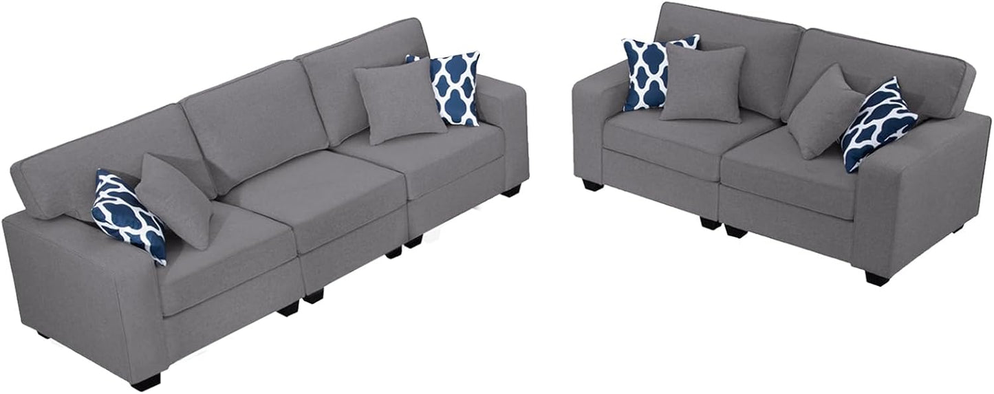 L Lengend Vansen Modular Sectional Sofa U Shaped Couch with Ottoman Modern Reversible Corner Sectional Couch for Living Room (Dark Grey, 2+3)