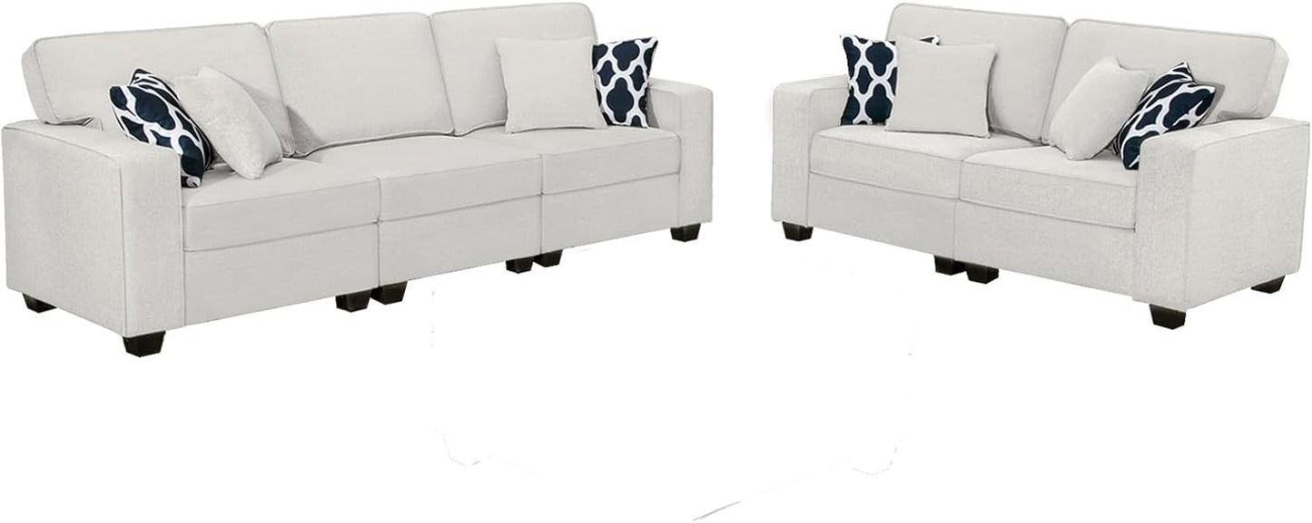 L Lengend Vansen Modular Sectional Sofa U Shaped Couch with Ottoman Modern Reversible Corner Sectional Couch for Living Room (Cream, 2+3)