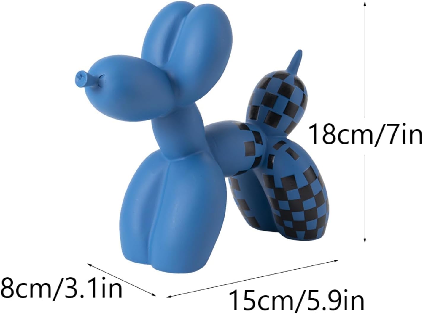 Vilead Resin Balloon Dog Statue with Checkered Pattern,Modern Home Decoration Trendy Animal Art Ornaments,Collection Figurine Bedroom Living Room Office Desktop Sculpture
