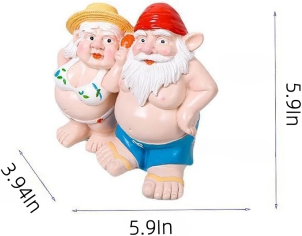 Women Man Double Gnomes Statue, Durable Resin Miniature Garden Gnome Decoration for Indoor Outdoor Decor, Gnome Ornament for House Yard Lawn Terrace Housewarming Halloween Garden Style Decor (A-01)