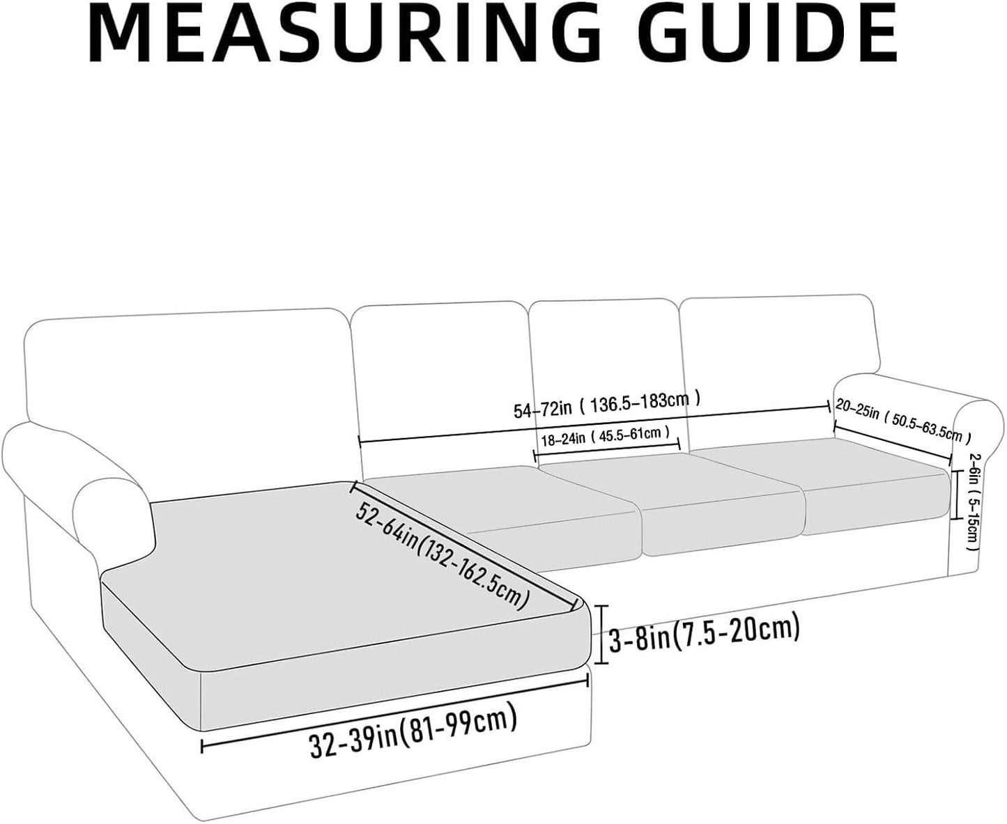 hyha Waterproof Couch Cushion Covers for Pets, Non Slip Sofa Seat Cover for Dogs Washable, Soft Thick Stretch Jacquard Fabric, Sofa Slipcovers with Elastic Bottom (1 Chaise+3 Seater, Taupe)