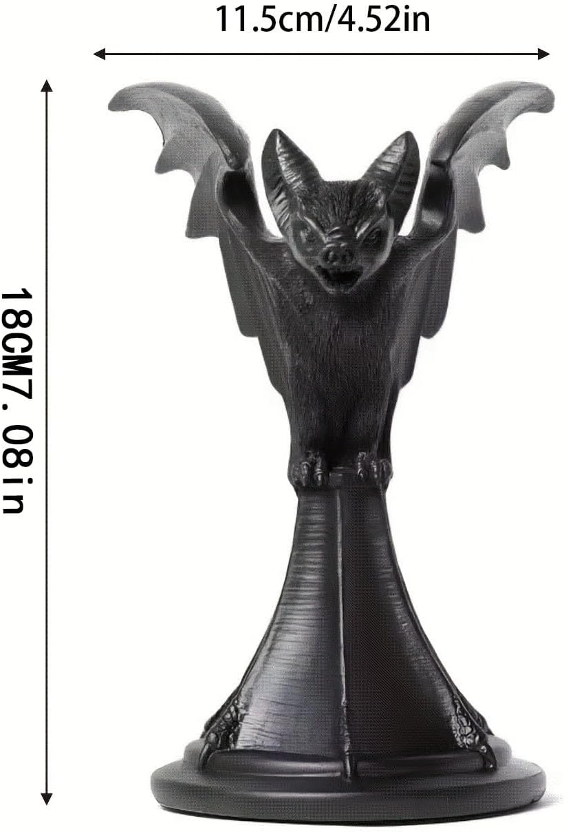 Gothic Candle Holder Raven Decor Owl Candle Sticks Holder Decor Mystical Dark Accents for Home & Parties (Bat)