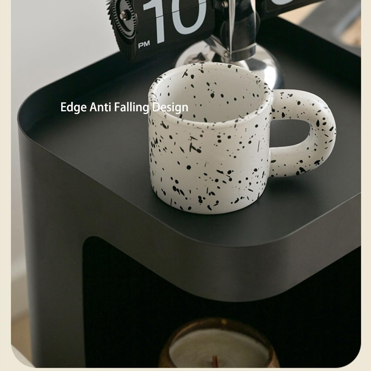 Modern Side Table,Small end Table for Small Spaces,Metal nightstand with Storage Shelf,Space-Saving Bedside Table Accent Table Drink Tables for Living Room,Bedroom.No Assembly Required