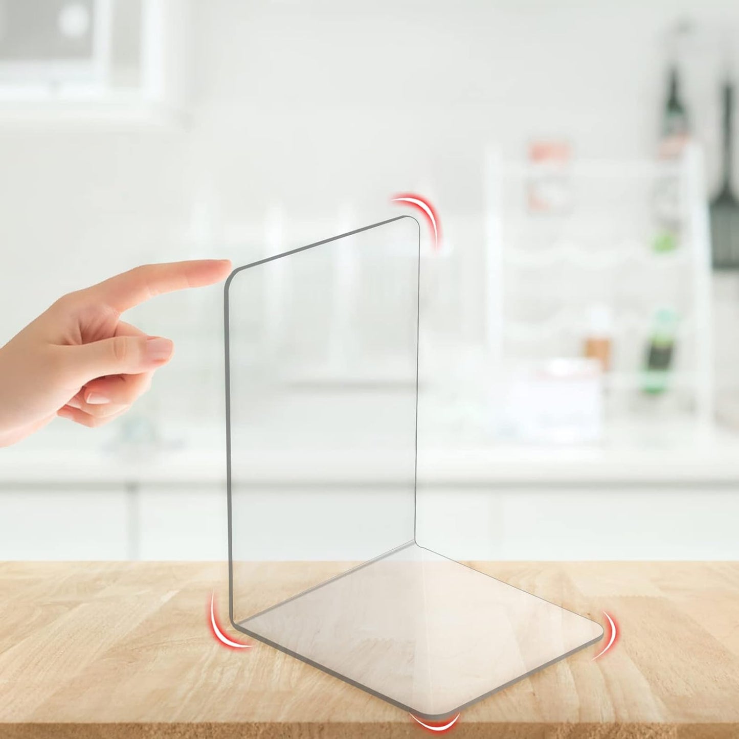 Lulonpon 6 Pieces Book Ends, Bookend, Books Ends for Shelves, Books Ends for Heavy Books, Clear Bookends, Acrylic Bookends for School, Library,Desktop Organizer and Book Shelves