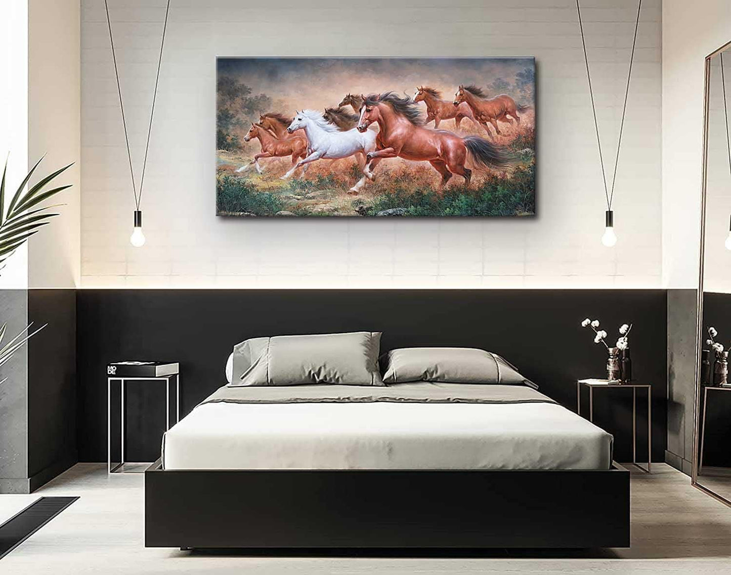 Yxbhhym-Large Size Running Horse Wall Art Pictures Animal Canvas Print Art Horse Paintings Poster Artwork for Wall Dรฉcor Office Accessories Modern Living Room Bedroom Wall Decor Frame Decoration