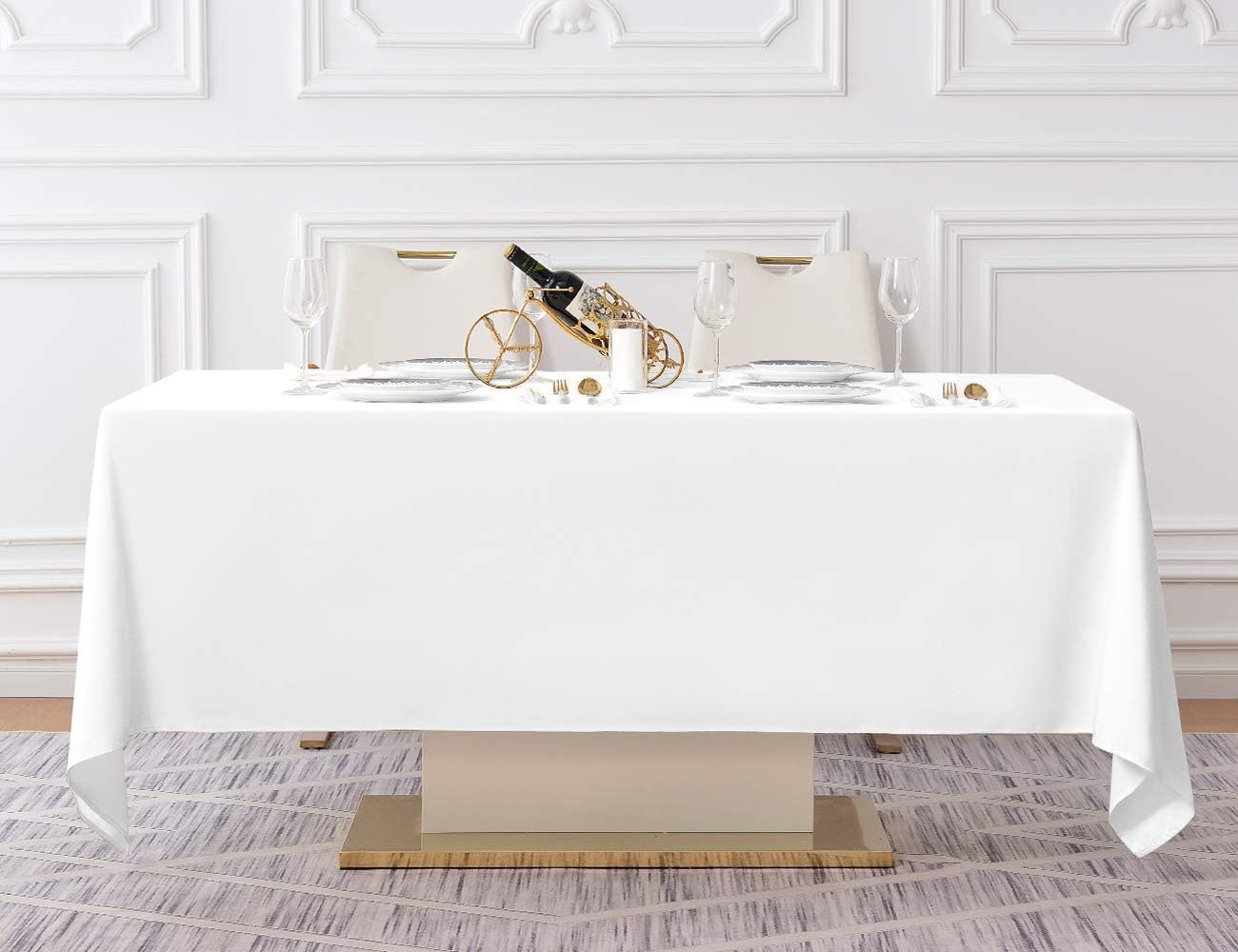 Surmente White Rectangle Tablecloth 60 x 120-inch Rectangular Polyester Table Cloth for Weddings, Banquets, or Restaurants