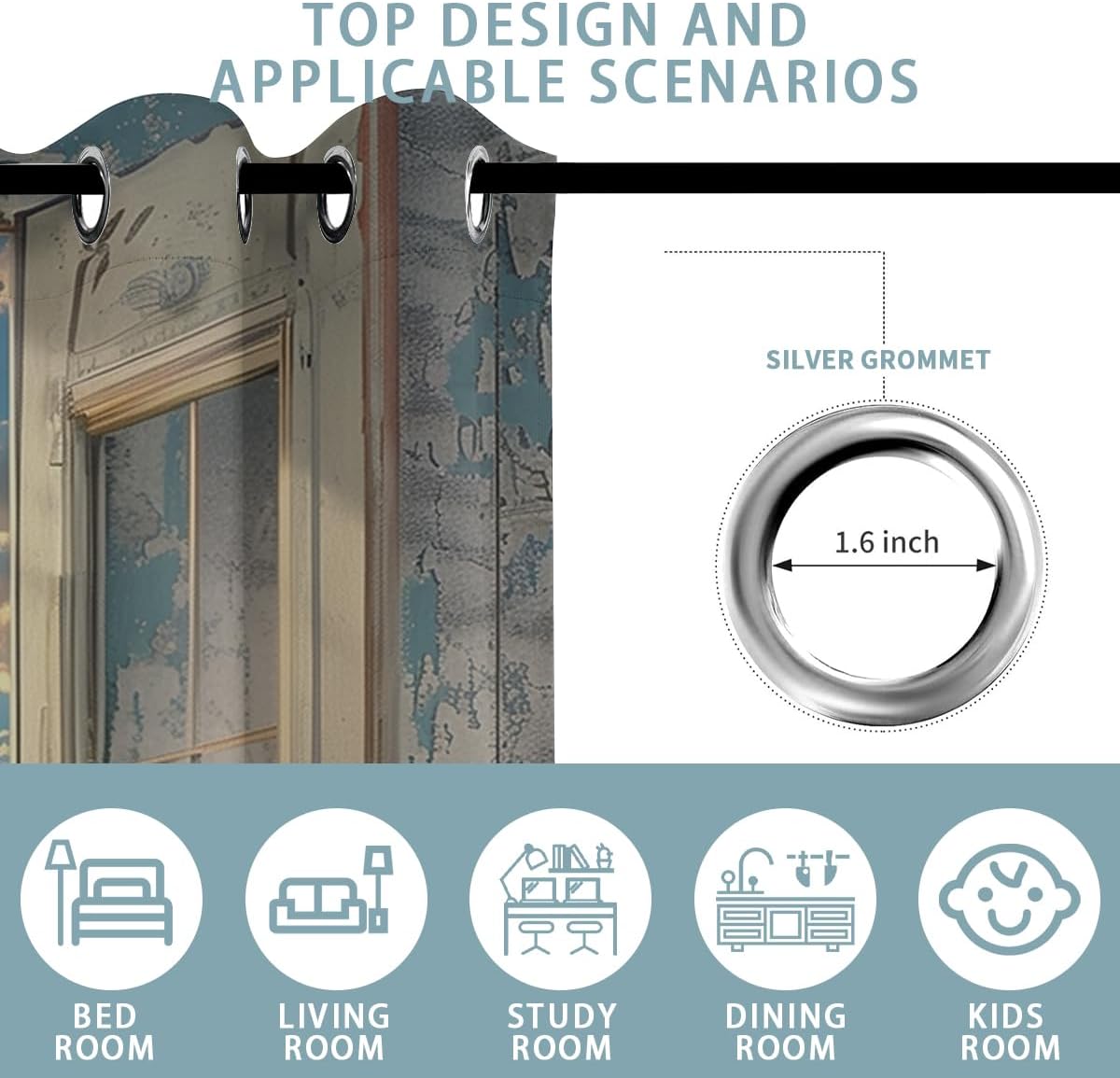 Landscape Blackout Curtains for Girls Boys Home Decor, Cow Sunset Grassland Mountain Natural Scenery Grommet Thermal Insulated Drapes Darkening Window Curtain for Bedroom Living Room, 63 x 63 Inch