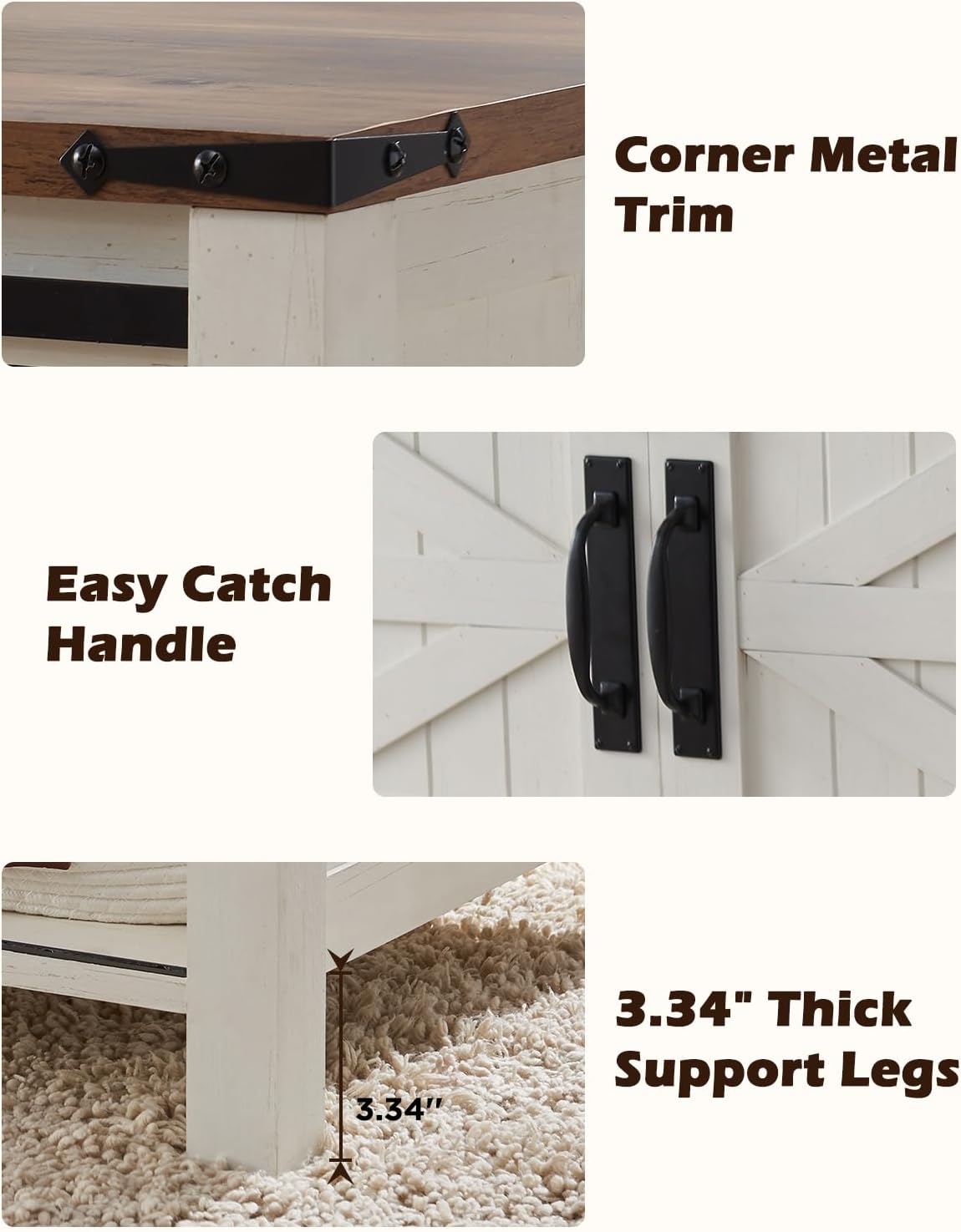 OKD 48" Farmhouse Lift Top Coffee Table with Sliding Barn Door,Rustic Center Table with Hidden Storage Compartment,Lifting Tabletop and Adjustable Shelf for Living Room,Office,Antique White