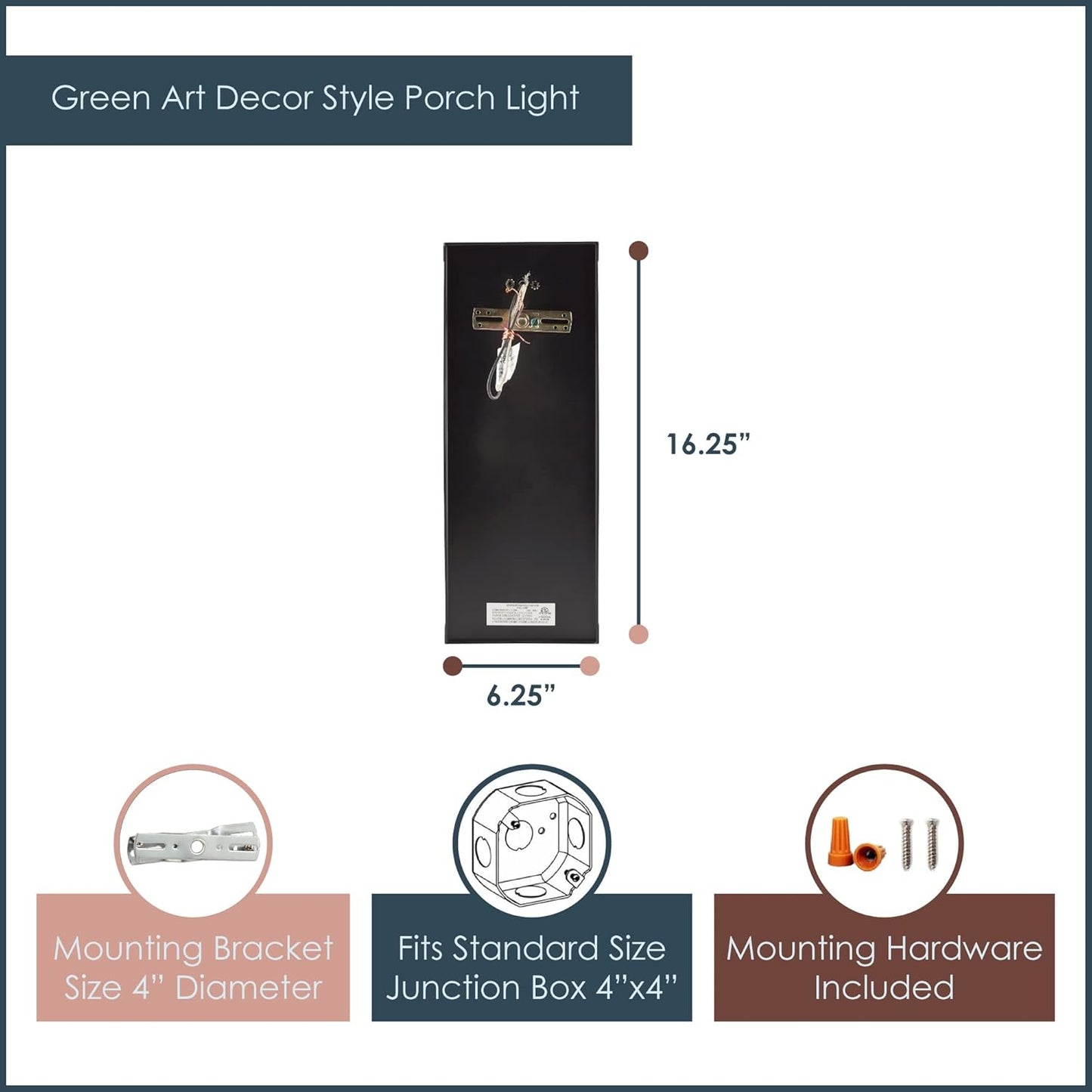 RIVER OF GOODS Art Deco Stained Glass Outdoor Light Fixture - 16.25" H - Decorative Porch Light - Green