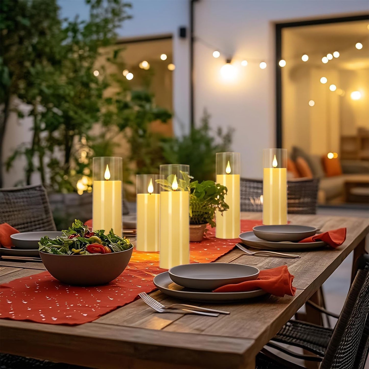 Set of 24 Flameless Led Battery Opeated (D2.2'' x H5''6''7'') Realistic Moving Wick Candles with 10-Key Remotes and Cycling 24 Hours Timer