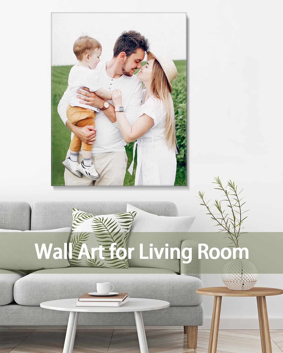 Personalized Custom Canvas Wall Art, Custom Canvas Prints with Your Photos for Living Room, Bedroom, Wedding Pet Baby Family Photo Framed Wall Art, Customized Photo Gift for Family๏ผFriend๏ผLover๏ผPet (24L" x 32W")