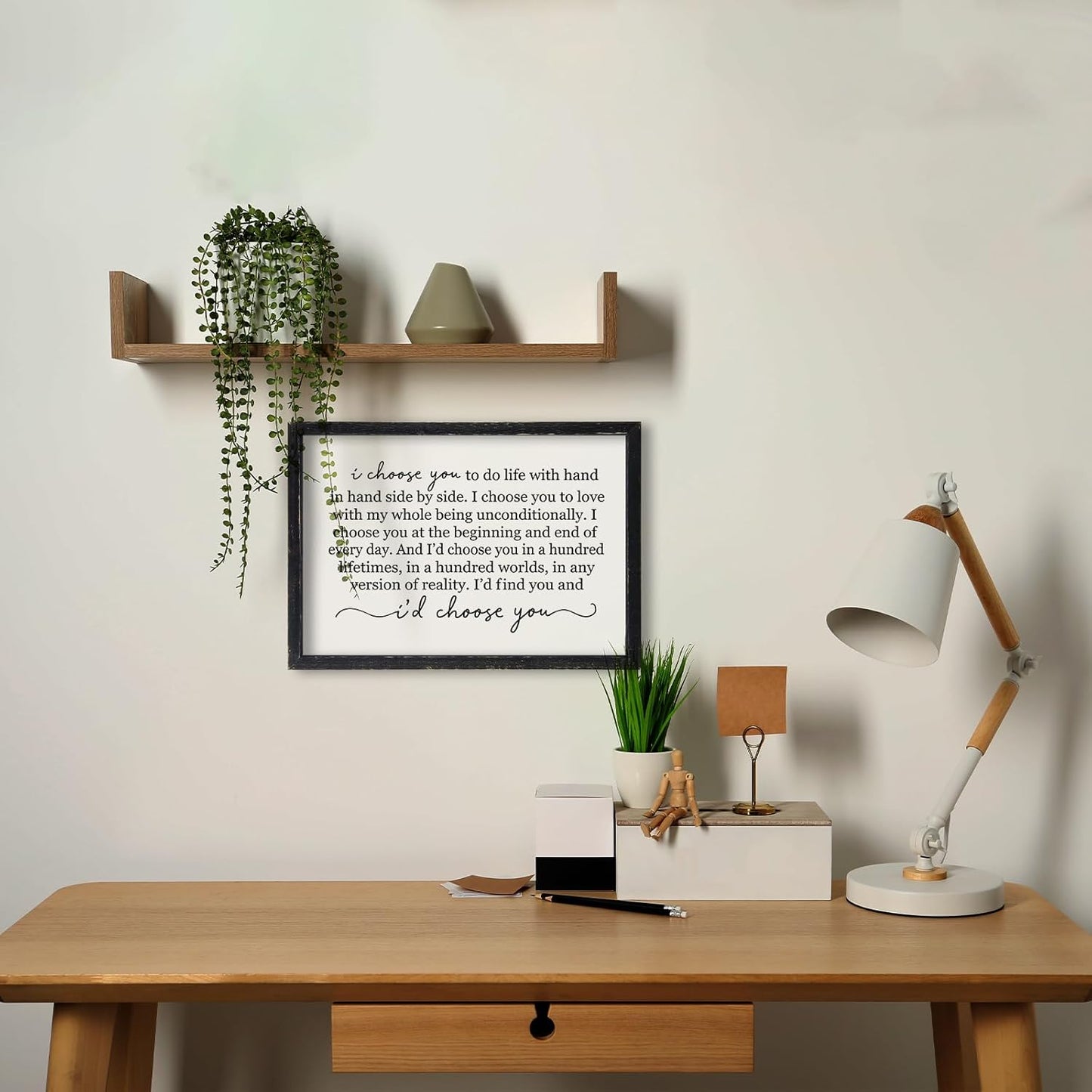 I Choose You To Do Life Sign Wall Decor 16X11 I Love You InchRomantic Marriage Art Wooden Framed Wall Hanging (Black)