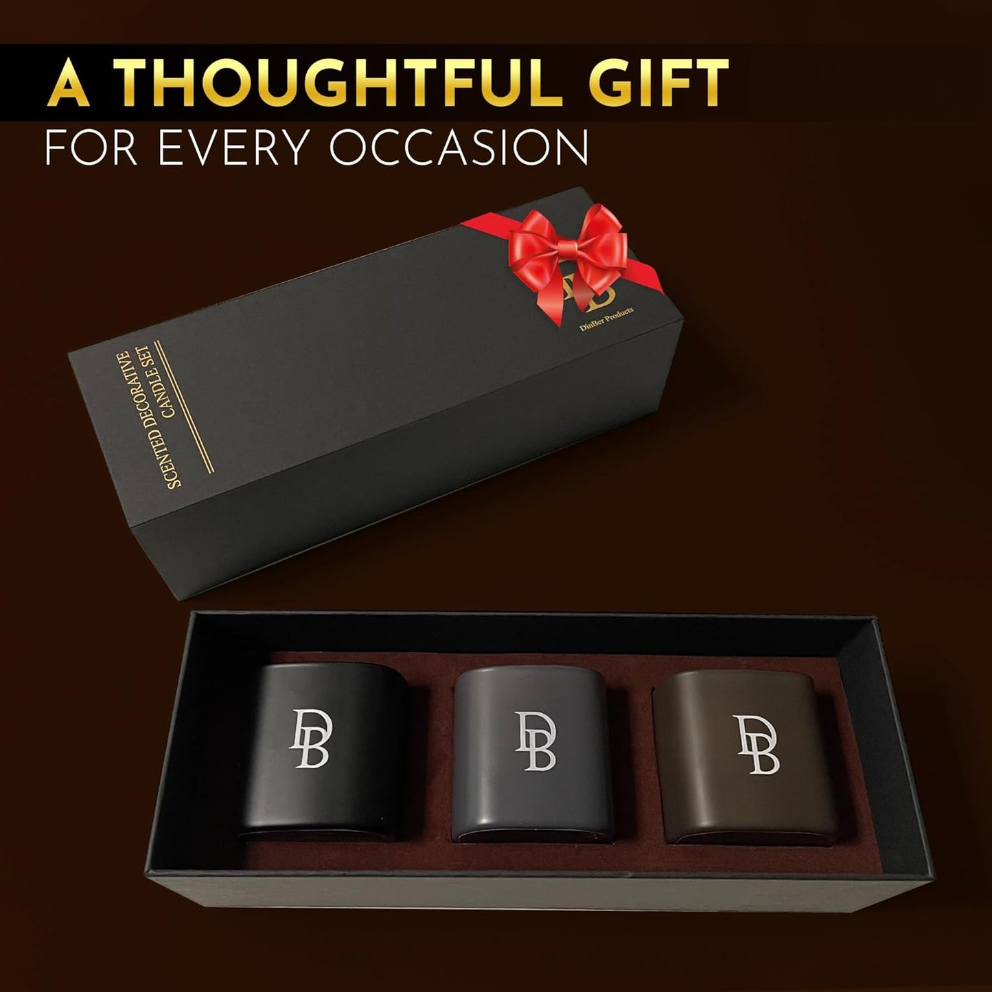 Candle Gift Set โ 3 Scented Soy Candles, Clean Burn 50+ Hrs โ Flower-Inspired Scents: Amber, Red Tea Wood, Champagne โ Bulk Set for Women Giftset, 9.8oz Each, Gift Idea for Women, Home Decor, Birthday