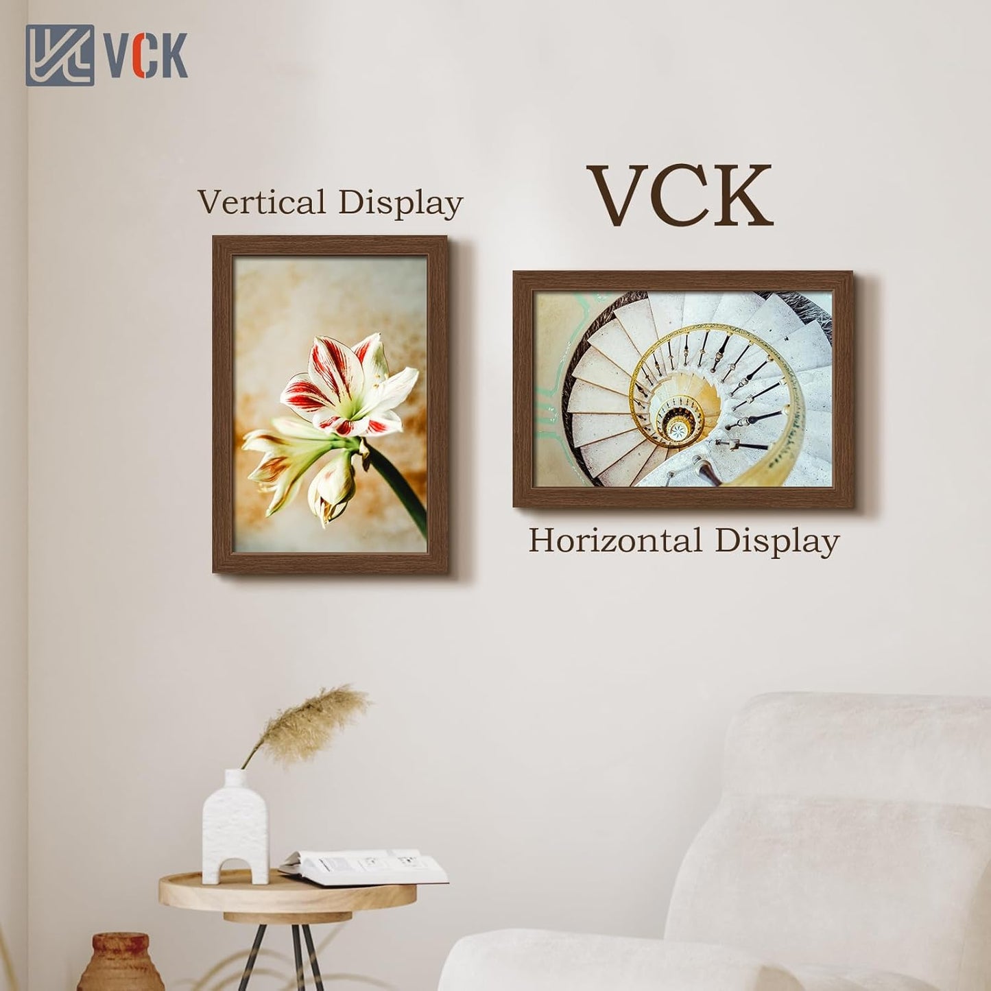 VCK 12x18 Picture Frame 3 Pack, Brown Wood Poster Frame with Exclusive Wood Grain, Wall Mounting Hanging