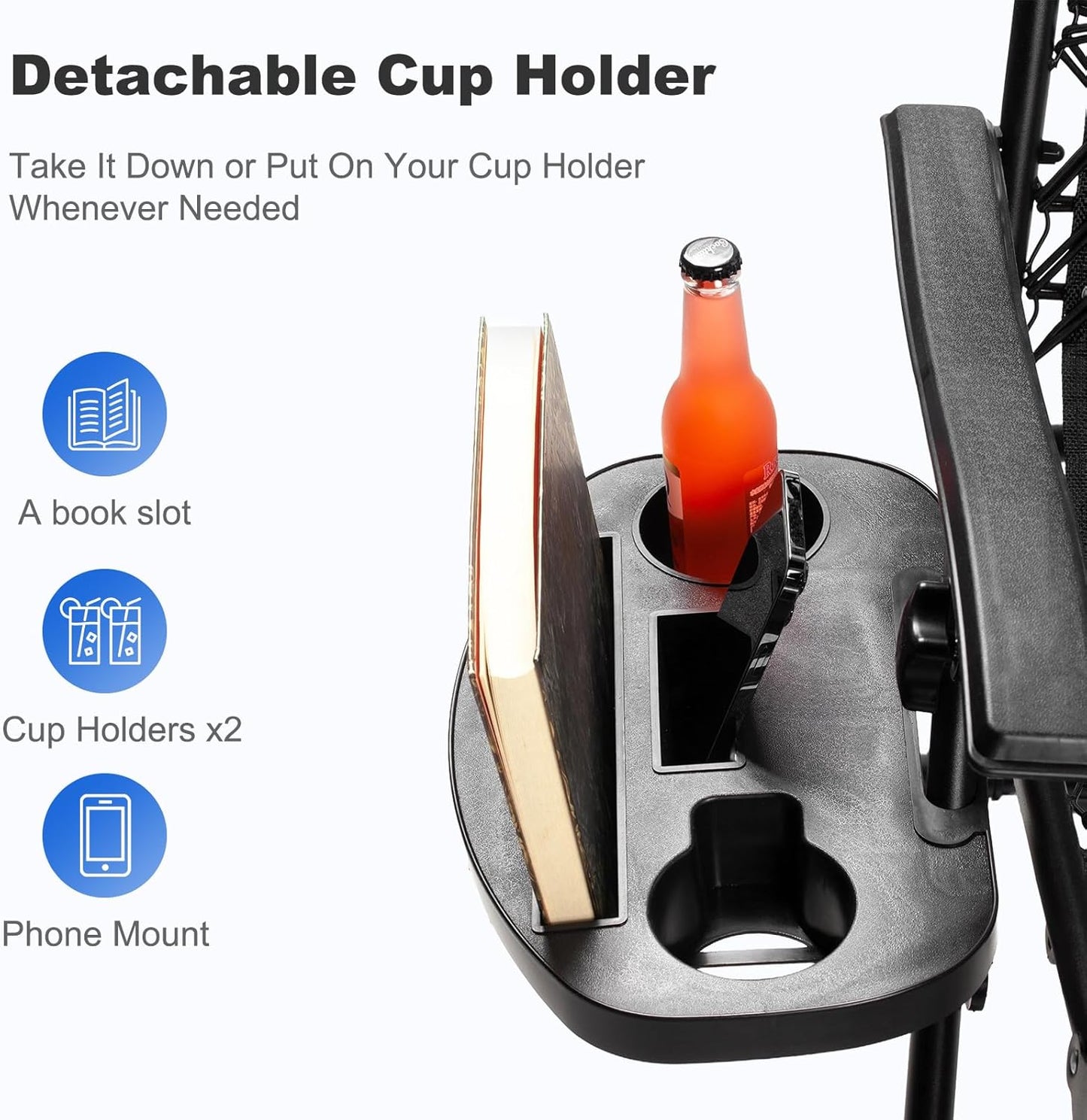 Nazhura Set of 2 Relaxing Recliners Patio Chairs Adjustable Steel Mesh Zero Gravity Lounge Chair Beach Chairs with Pillow and Cup Holder (Dark Green)