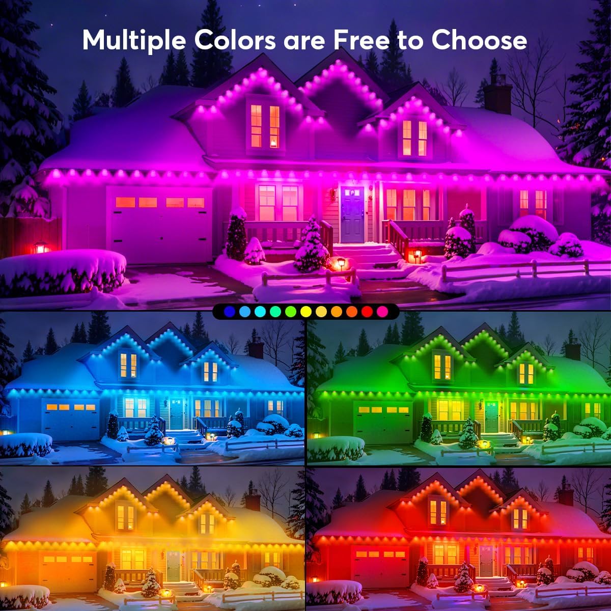 Permanent LED Strip Lights 200ft(1 String), RGB App Control Outdoor Lights with 100 LEDs, LED Eaves Lights IP67 Waterproof, House Roof Outdoor Lighting for Party, Daily, Halloween,Christmas,Garden