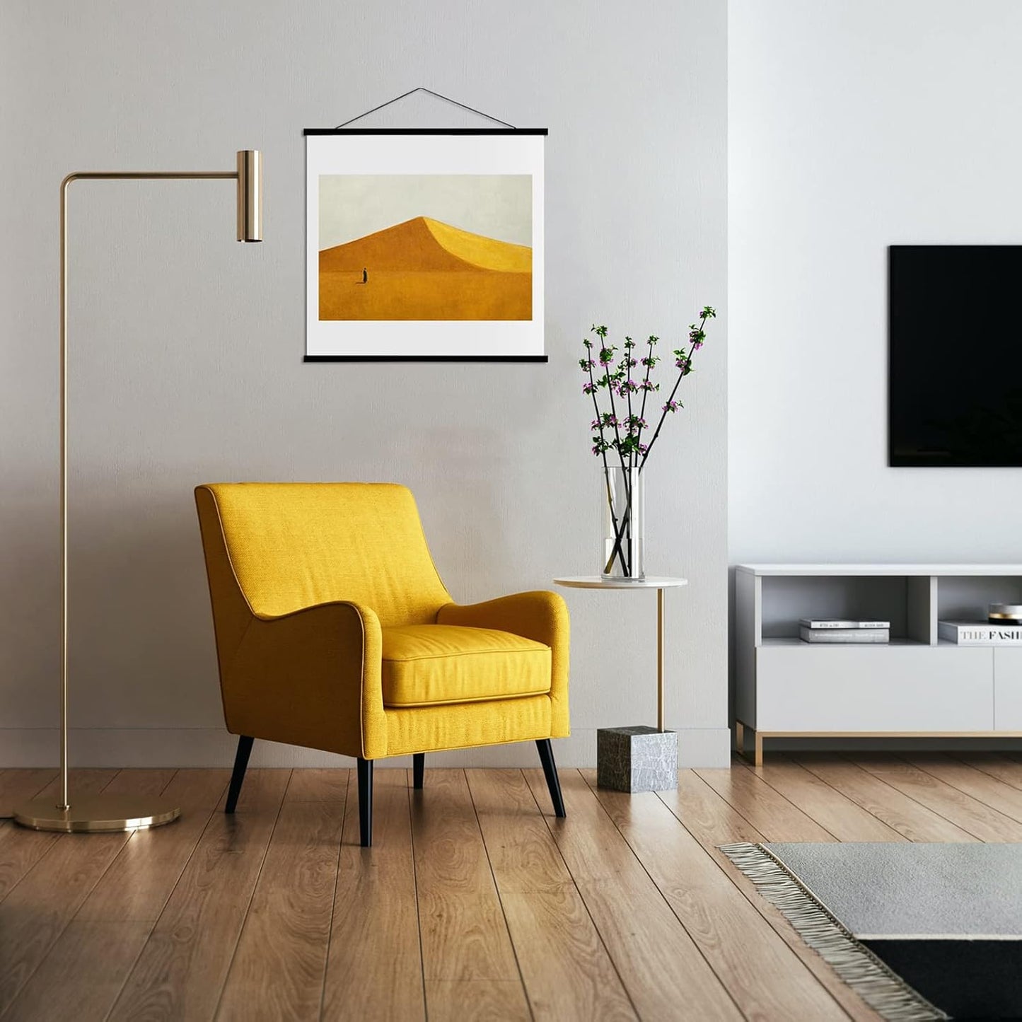 FALAMON Magnetic Poster Hanger Frame, 20x20 20x24 20x28 20x30 Teak Wood Magnet Poster Frame for Posters, Prints, Photos, Pictures, Maps, Scrolls, and Canvas Artwork(Black, 20")