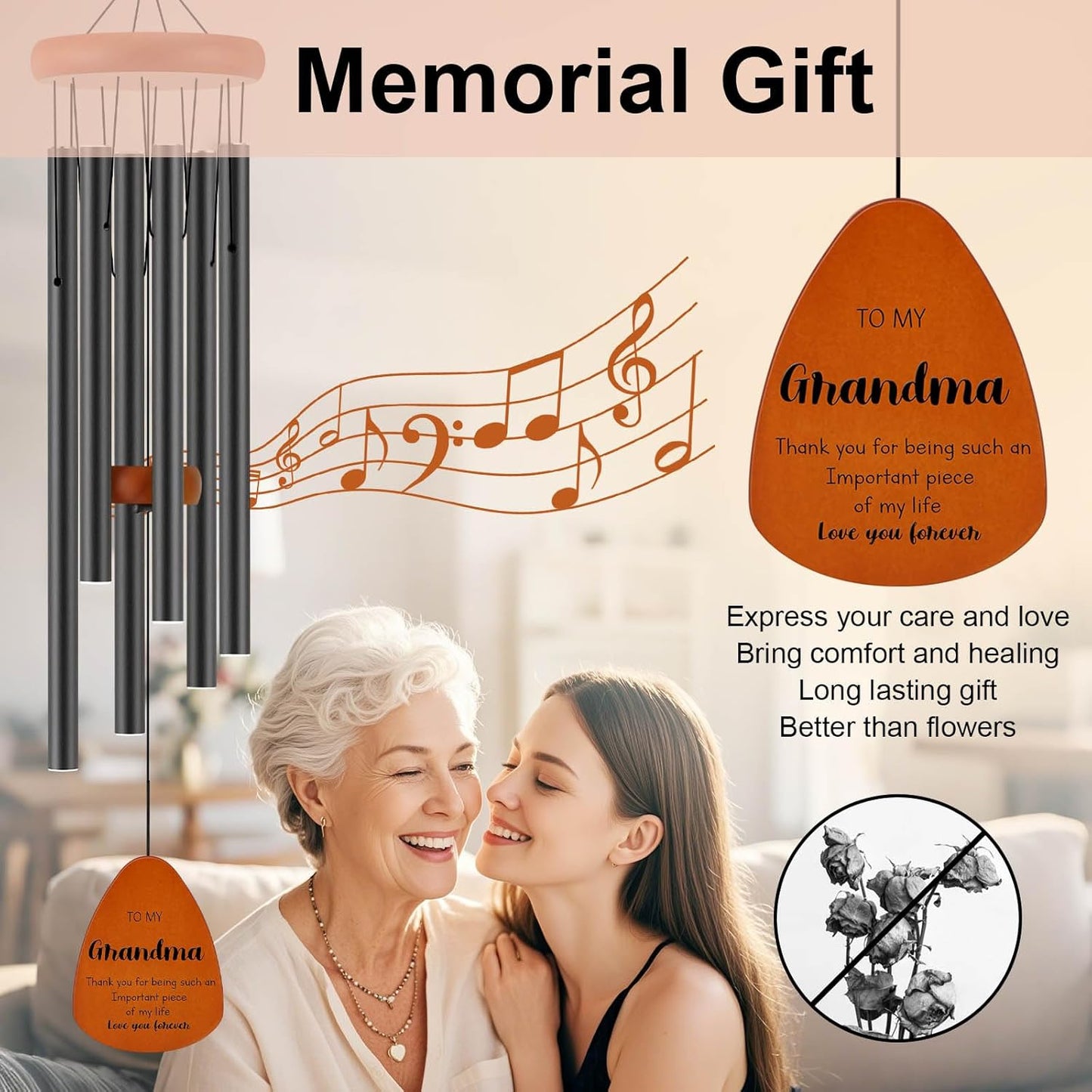 Birthday Gifts for Grandma, Grandmother Gift for Birthday, Mothers Day, Thanksgiving, Christmas, 32 Inch Wind Chimes Gift for Home Decor