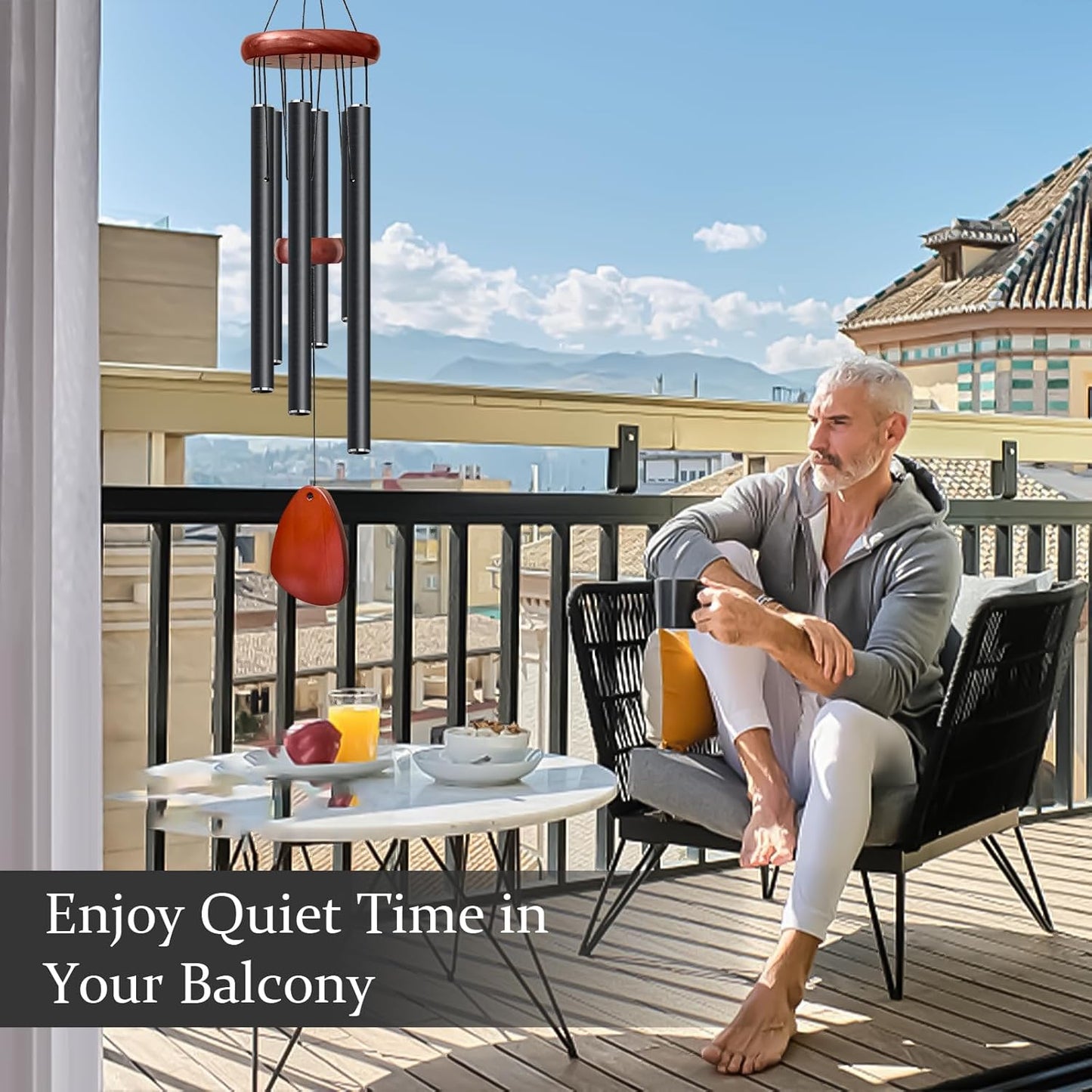 28" Black Wind Chimes for Mothers Day, Decorative Wind Chimes for Outside, Memorial Windchimes Remembrance Gift for Women Mom Grandma, Metal Windchime Outdoor Decor for Garden Patio Zen