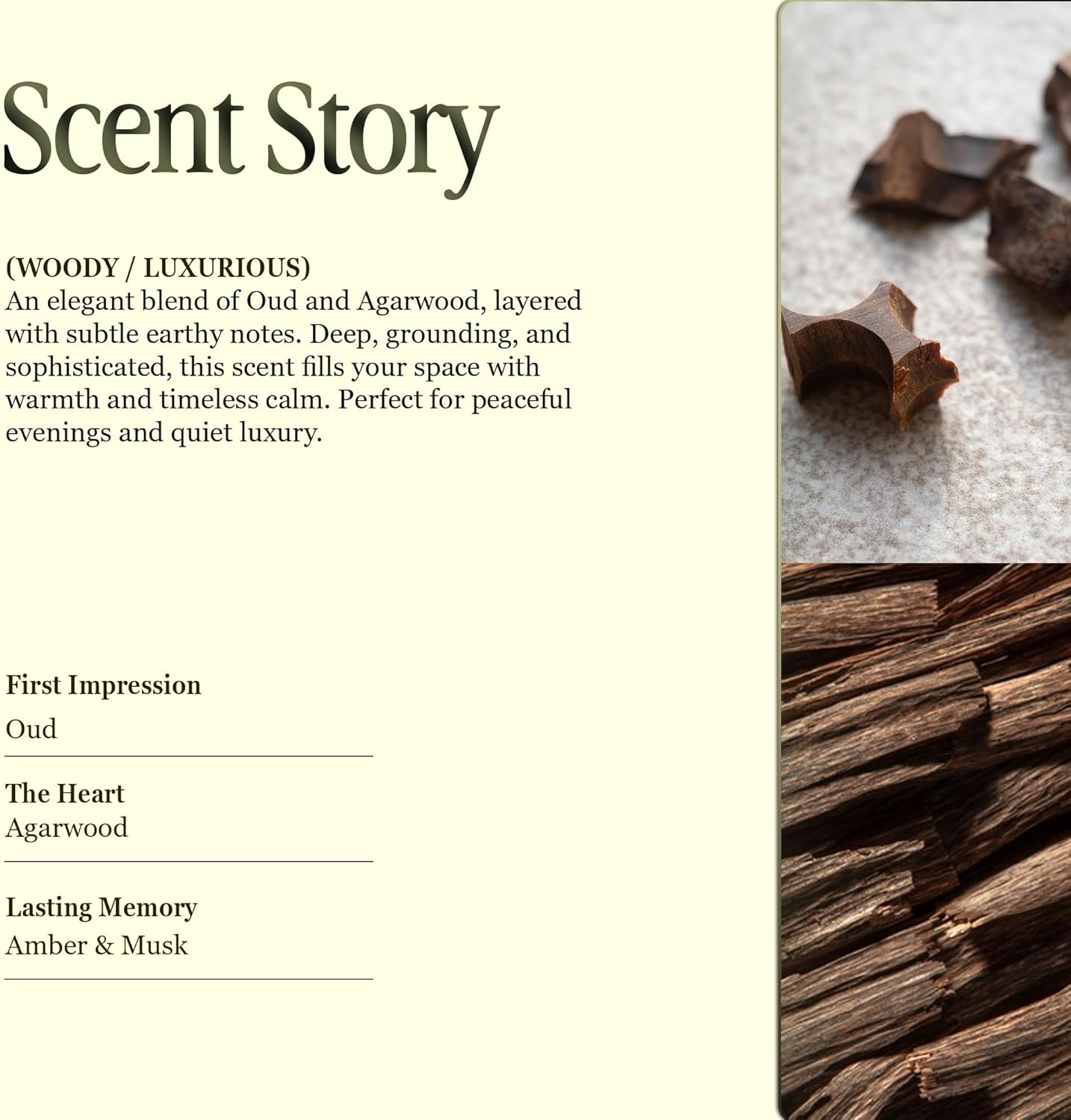 Scented Luxury Candles in Handmade Ceramic Jars, Soy Wax | Woody Wood โ Oud & Agarwood, Large Candle | Non Toxic, 2 Wicks, Reusable Big Olive Green Jar | Natural Spring Aromatherapy for Women & Men