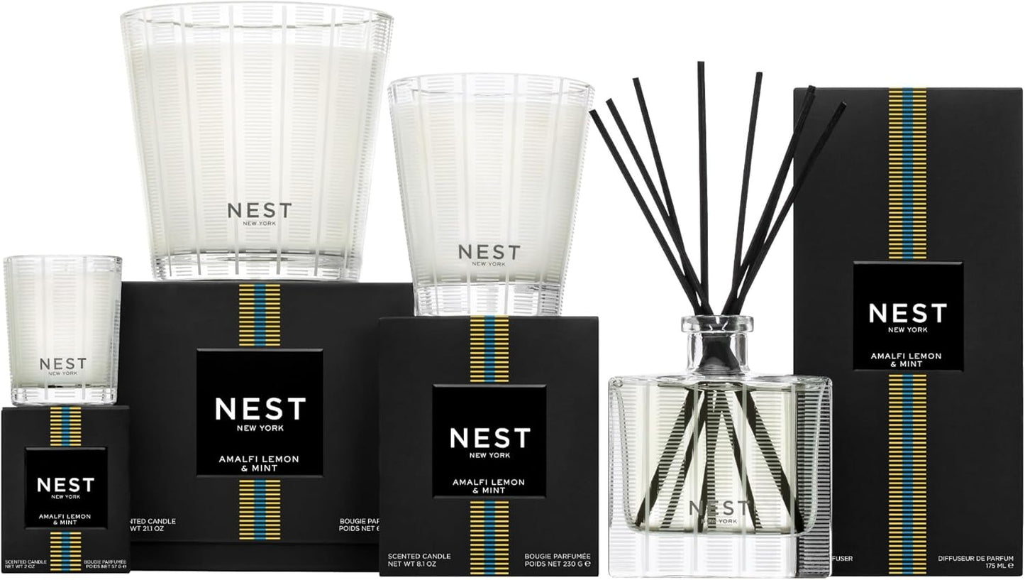 NEST New York Scented Classic Candle, Amalfi Lemon & Mint - 8.1 oz - Up to 60-Hour Burn Time - Reusable Glass Vessel