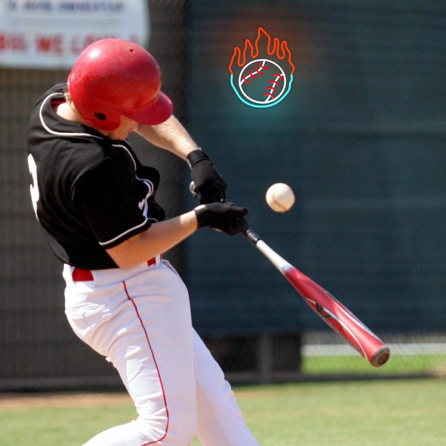 Baseball Neon Sign for Wall Decor Dimmable Baseball On Fire Neon Light Colorful LED Neon Light Sport Neon Signs USB Powered Neon Sign for Bedroom Field Club Man Cave Decoration