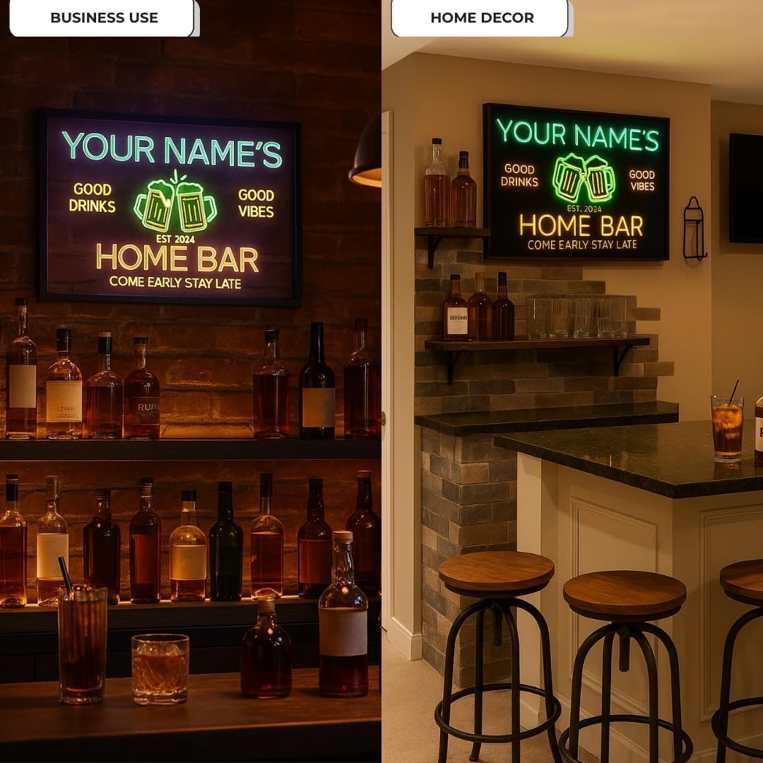 Custom Bar Neon Sign Vip Lounge Beer Home Bar Lights Decor Acrylic Table LED Personalized Lighted Signs for Men Restaurant Coffee Man Cave Workshop Garage Poker Signs Gifts