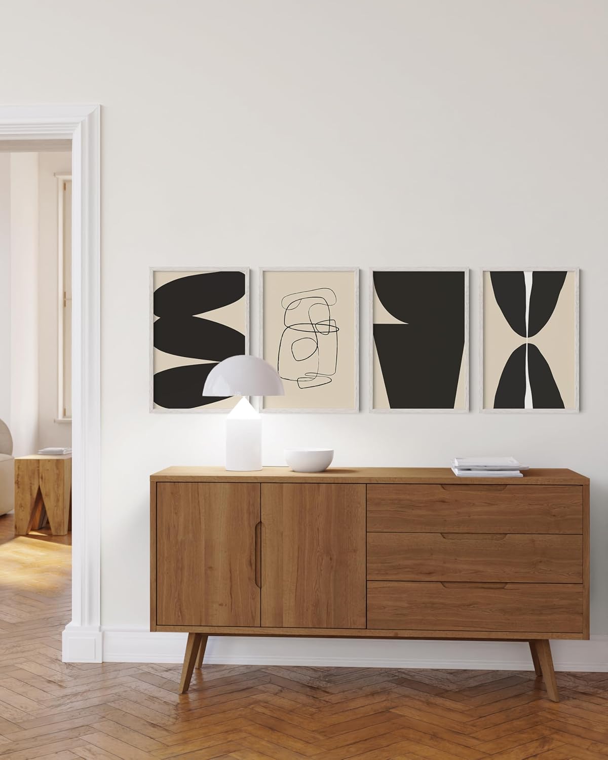 HAUS AND HUES Picture Frames 16x24 - Set of 4 16x24 Picture Frames for Wall, Poster Frames 16x24, 16 x 24 Gallery Wall Frame Set, 16 by 24 Picture Frame Natural Wood Frame (White Frame)