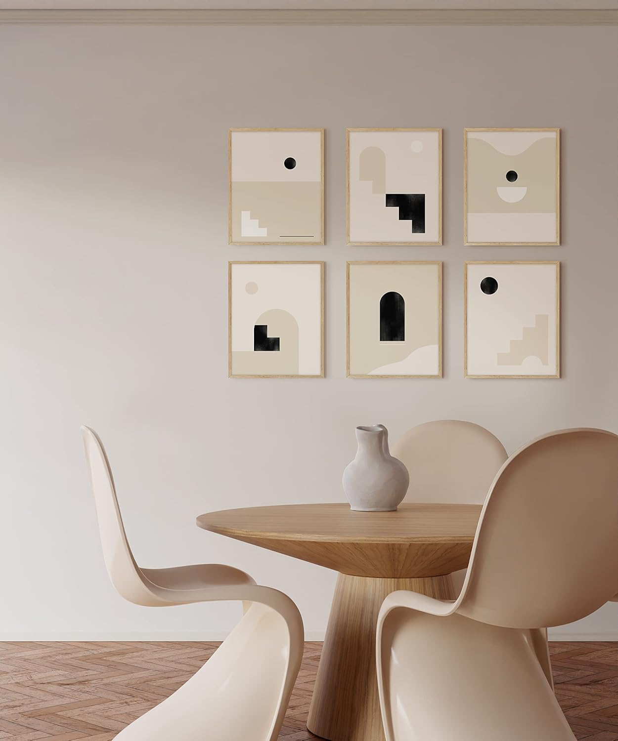 HAUS AND HUES Square Picture Frames 12 x 16 Set of 9 - Photo Gallery Wall Frame Set, Wood 12x16 Frames with Mat, 12 x 16 Frames Gallery Wall Set, Square Frames 12x16 (Beige Oak Frames)