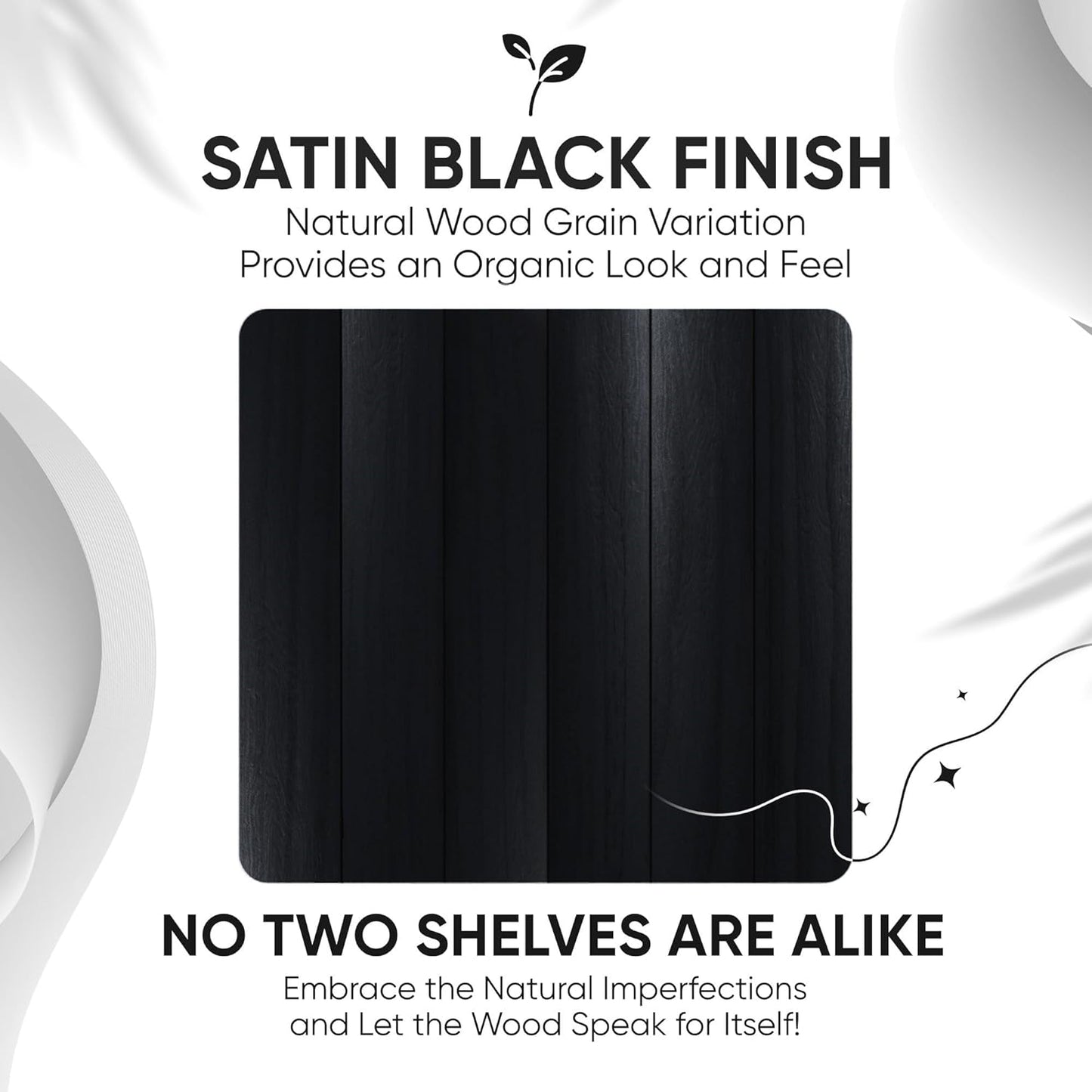 Homeforia Black Floating Shelf 18 inch, High End Solid Real Wood 18inch Bathroom Floating Shelves for Wall Mounted, Black Wooden 18in Floating Shelves, Heavy Duty Bracket, 18 X 6.5 X 1.75 in, Set of 4