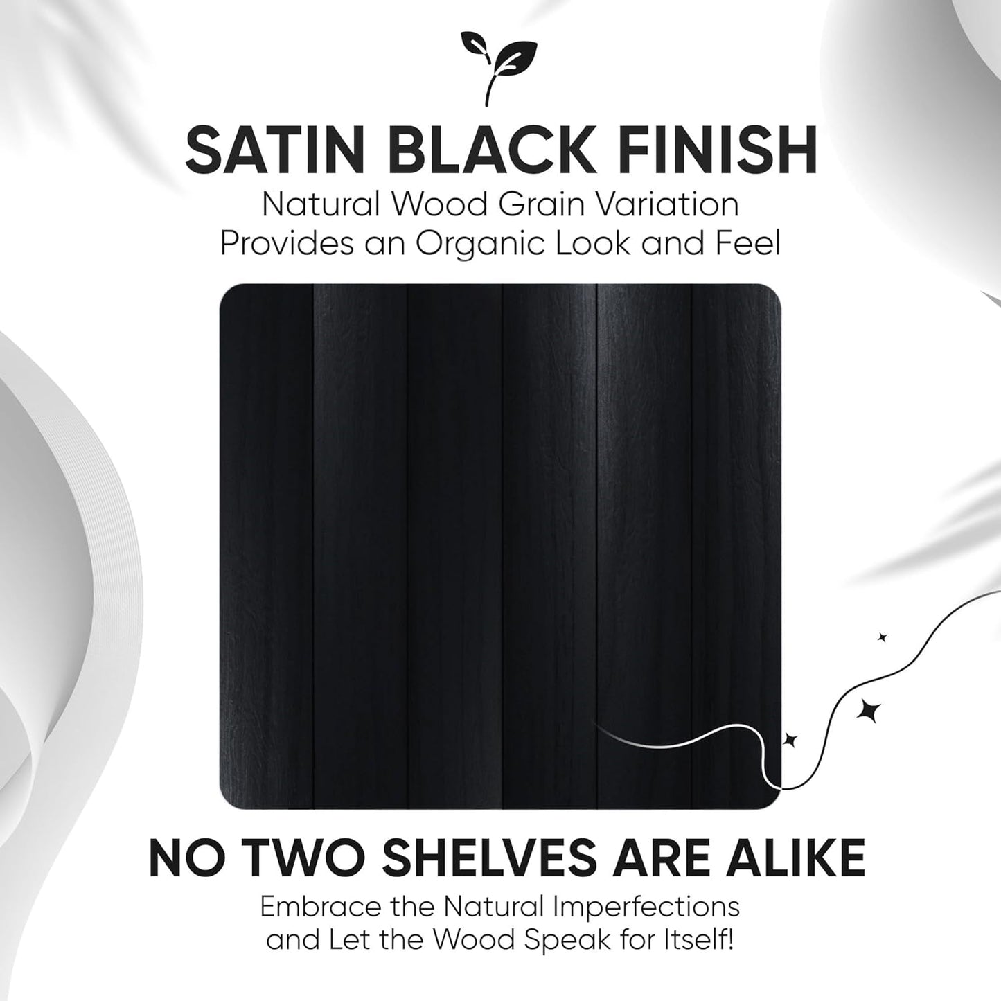 Homeforia 16 inch Black Floating Shelves, High End Solid Real Wood 16inch Bathroom Floating Shelves for Wall Mounted, 16in Wooden Small Floating Shelf, Heavy Duty Bracket, 16 X 6.5 X 1.75 in, Set of 2