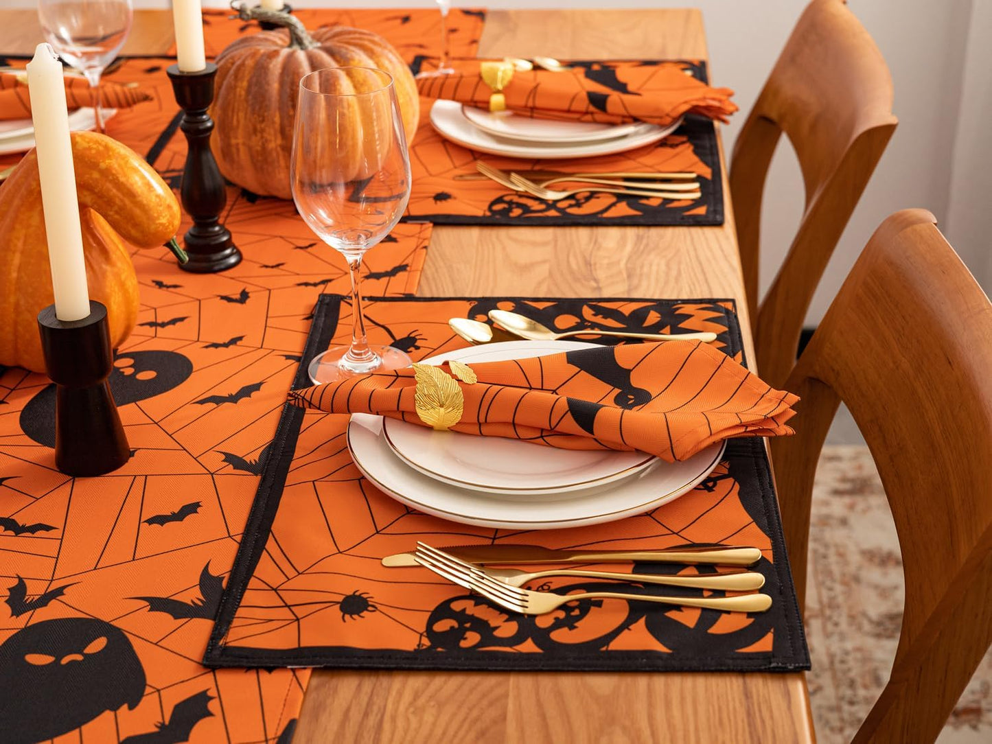 YiHomer Halloween Silhouettes Tabletop for Halloween Decorations, Dinner Parties and Scary Movie Nights, Horror Night, Reversible Placemat Set, 13 x 19