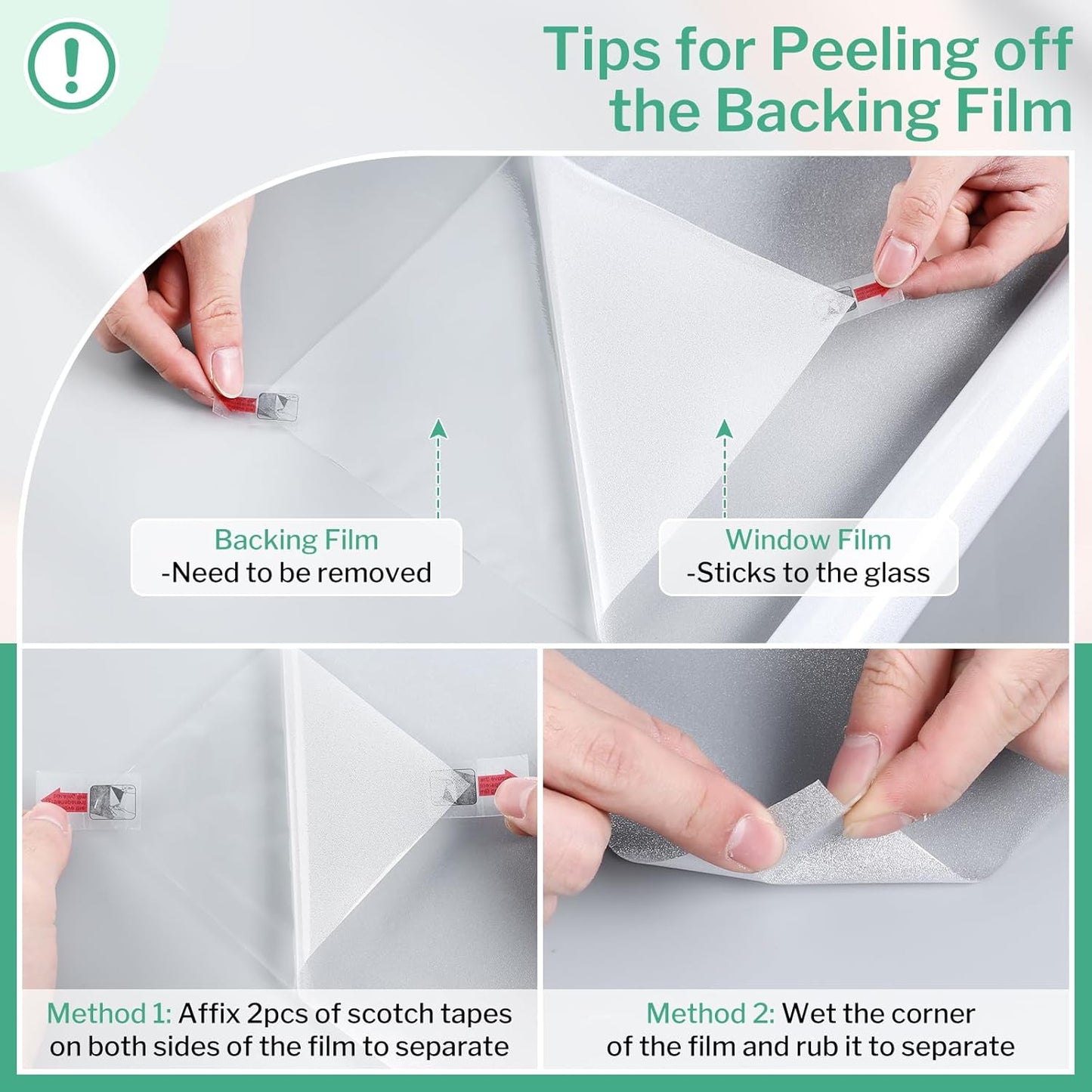 DOWELL Window Privacy Film, Frosted Glass Window Film, Static Cling Non-Adhesive Glass Clings, Sun Blocking Opaque Coverings, Reusable Door Stickers for Bathroom Home Office, Pure, 35.4" x 118"