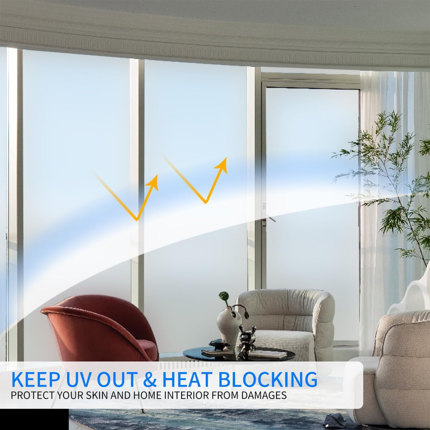 Window Privacy Film with Installation Tools, Static Cling, Anti UV, Heat Control, Ideal for Home Shower Office Glass Door (White Frosted, 23.6X157.4Inch)