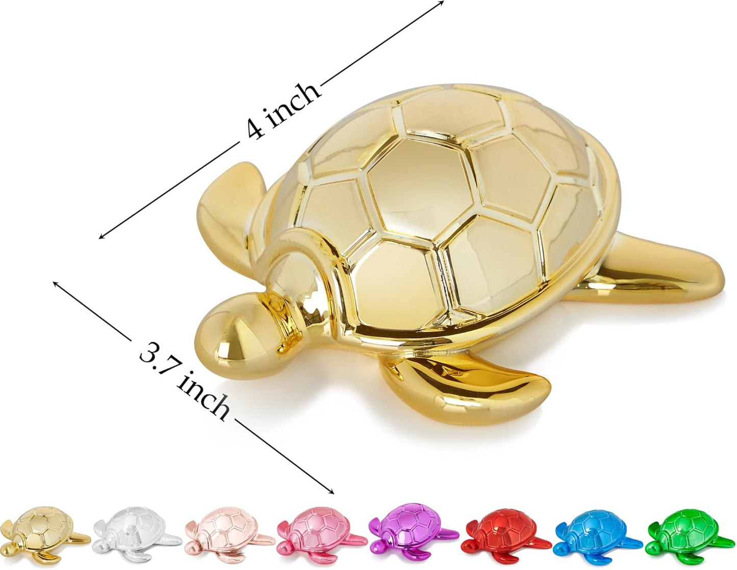 Small Sea Turtle Statue 4 inch Shiny Gold Accent Knick Knacks Paperweight for Bathroom Home Office Shelf Desk Table Decor, Cute Sea Turtle Gifts for Women