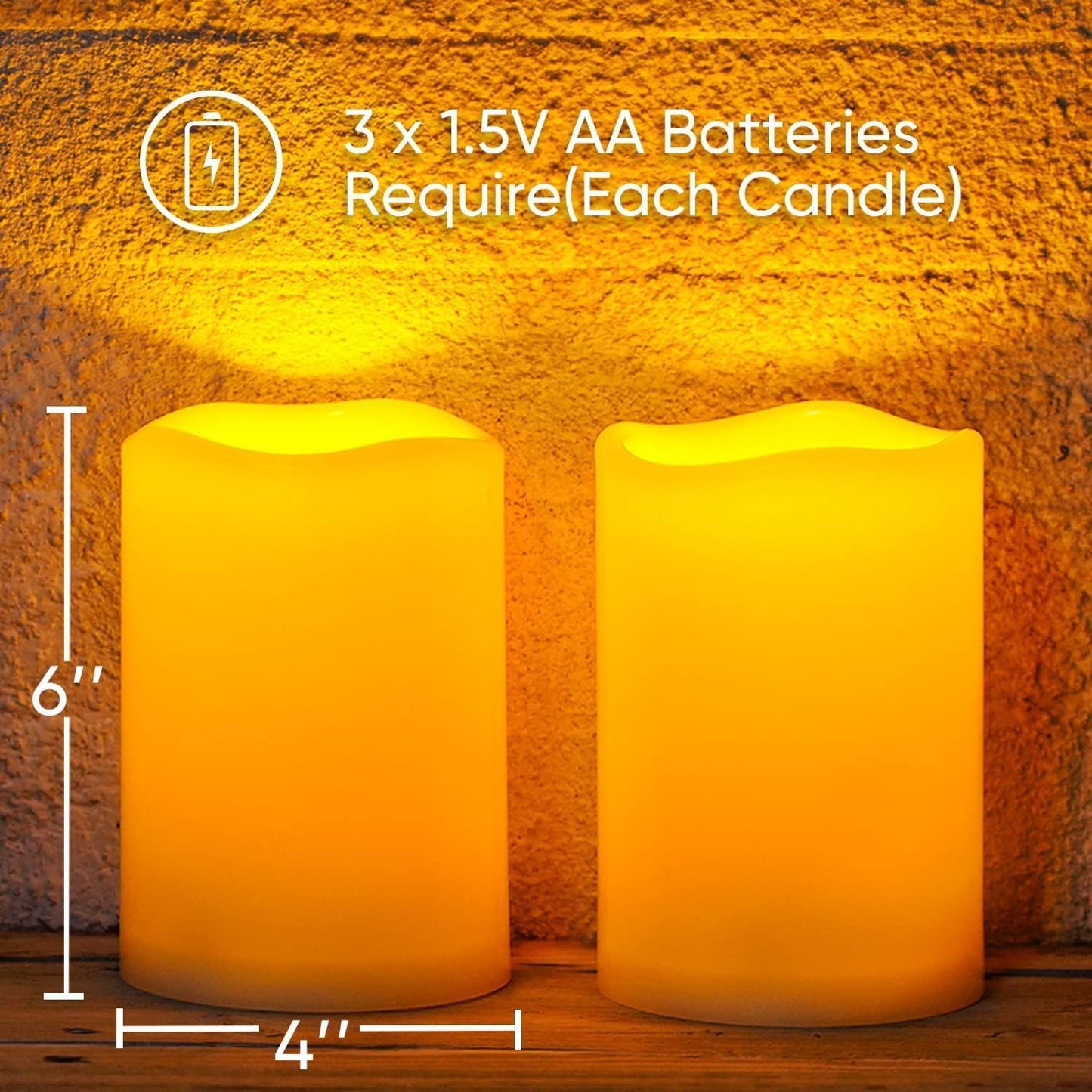Homemory 6" x 4" Large Waterproof Outdoor Flameless Candles with Remote Control and Timer, Battery Operated Flickering LED Pillar Candles for Indoor Outdoor Lanterns, Porch, Long Lasting, Set of 4