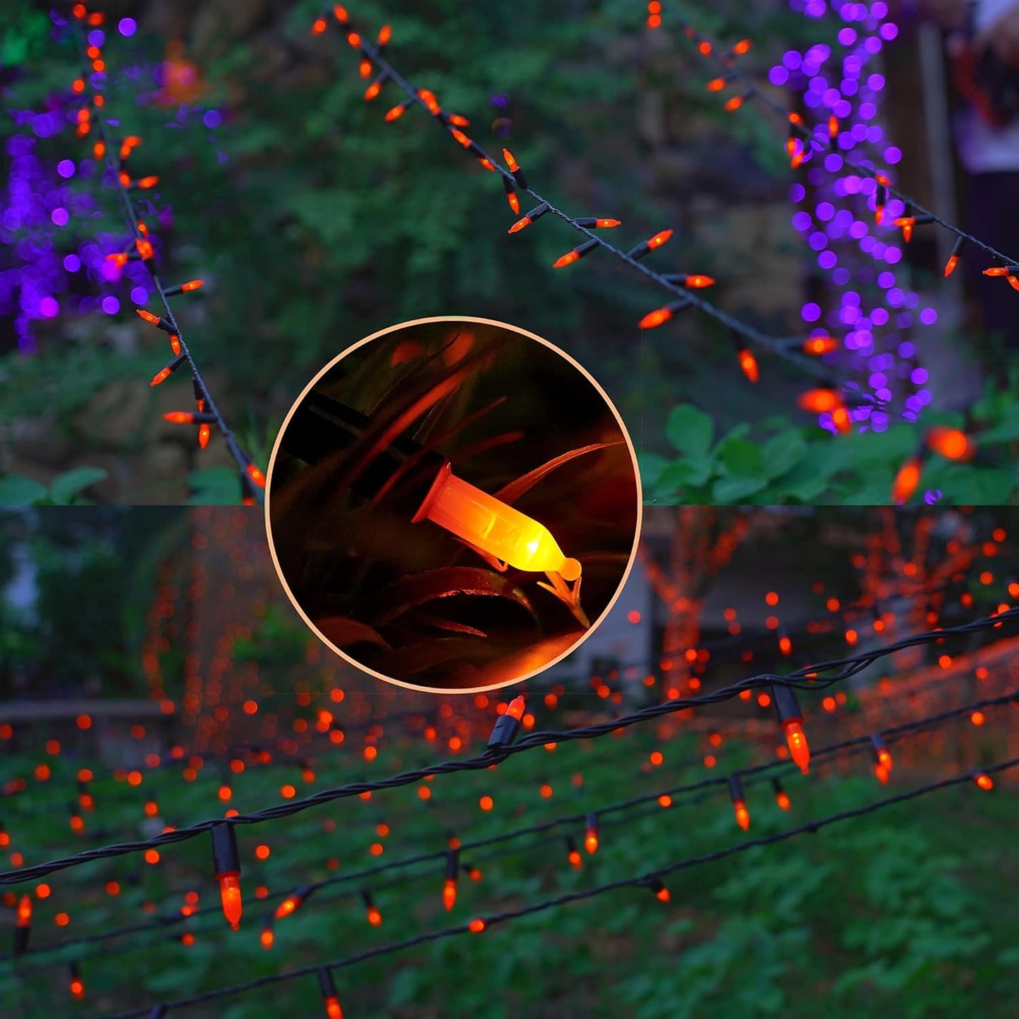 WATERGLIDE 50 LED Outdoor Halloween Lights, 16 FT Mini String Light with 8 Modes, Waterproof Battery Operated Tree Lights for Indoor Outdoor Patio Garden Party Wedding Decoration, Orange