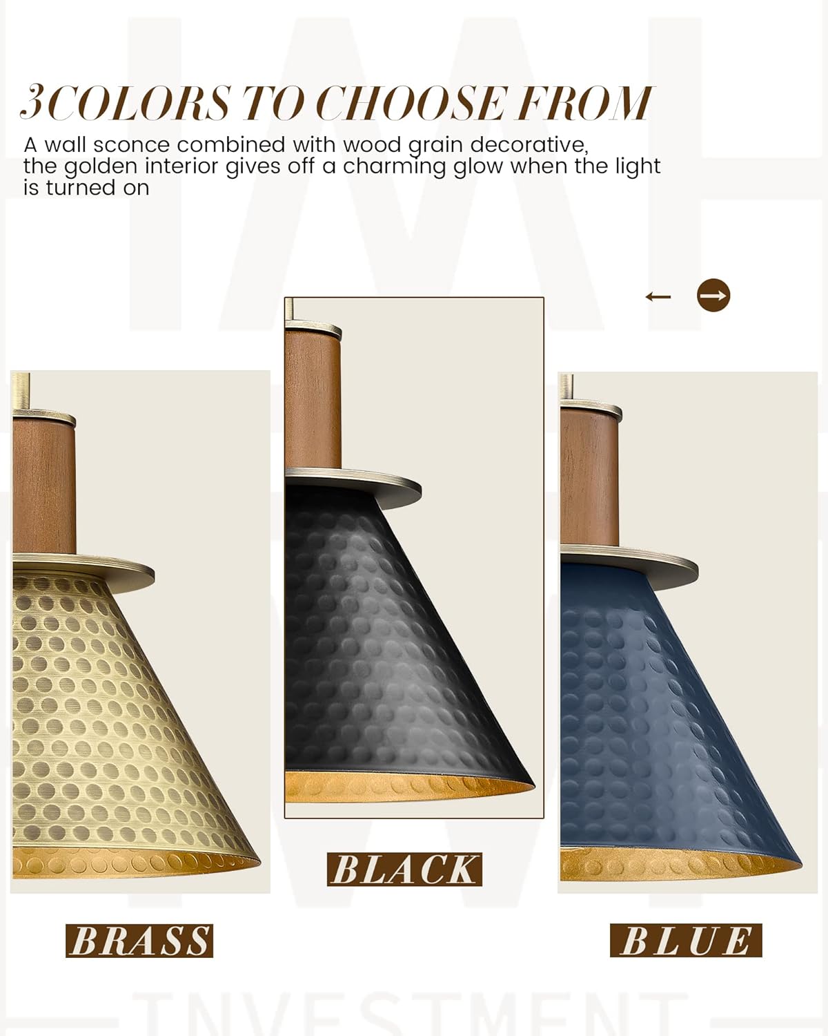 Modern Wall Sconces Set of Two, HWH Industrial Sconce Wall Lighting Indoor Wall Lamp, Gooseneck 1-Light Barn Vanity Light, Hammered Metal Shade, Black and Gold Finish, 5HZG74B-2 BK+BG