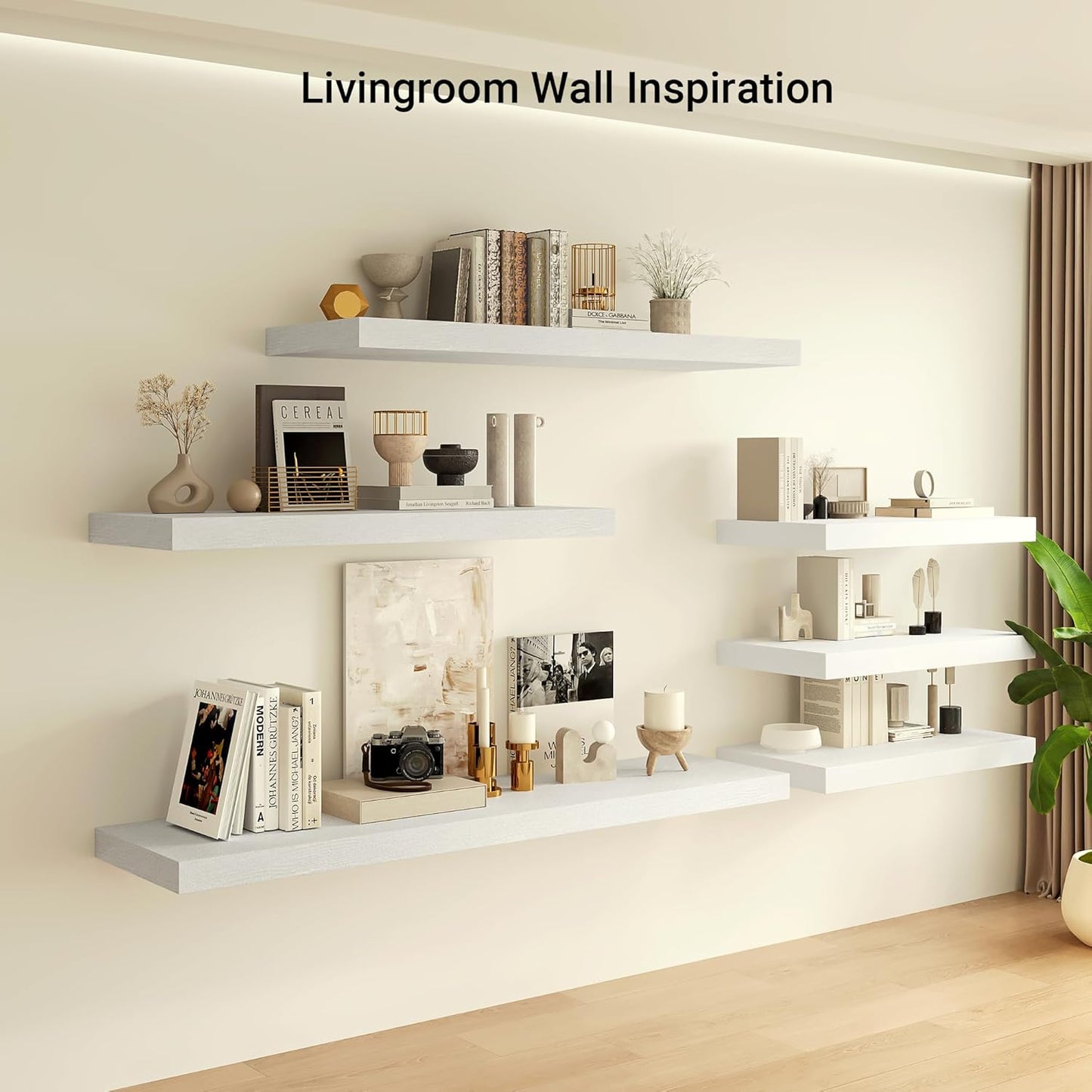 Heimlove 24 x 12 Inch Deep Floating Shelves Wall Mounted with Invisible Brackets,Storage Hanging Shelf for Wall Decor in Bathroom, Bedroom, Toilet, Kitchen, Living Room, Office Set of 1 (White)