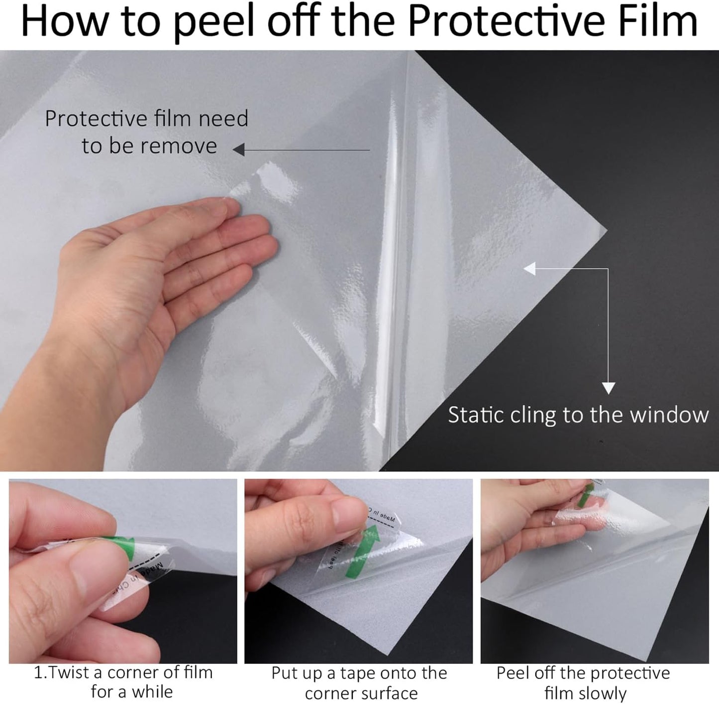 HIDBEA Frosted Window Privacy Film Heat Control UV Blocking, Static Cling Non-Adhesive Reusable Door coverings for Bathroom Home Office (White Frosted 29.5 Inch x 6.5 Feet)