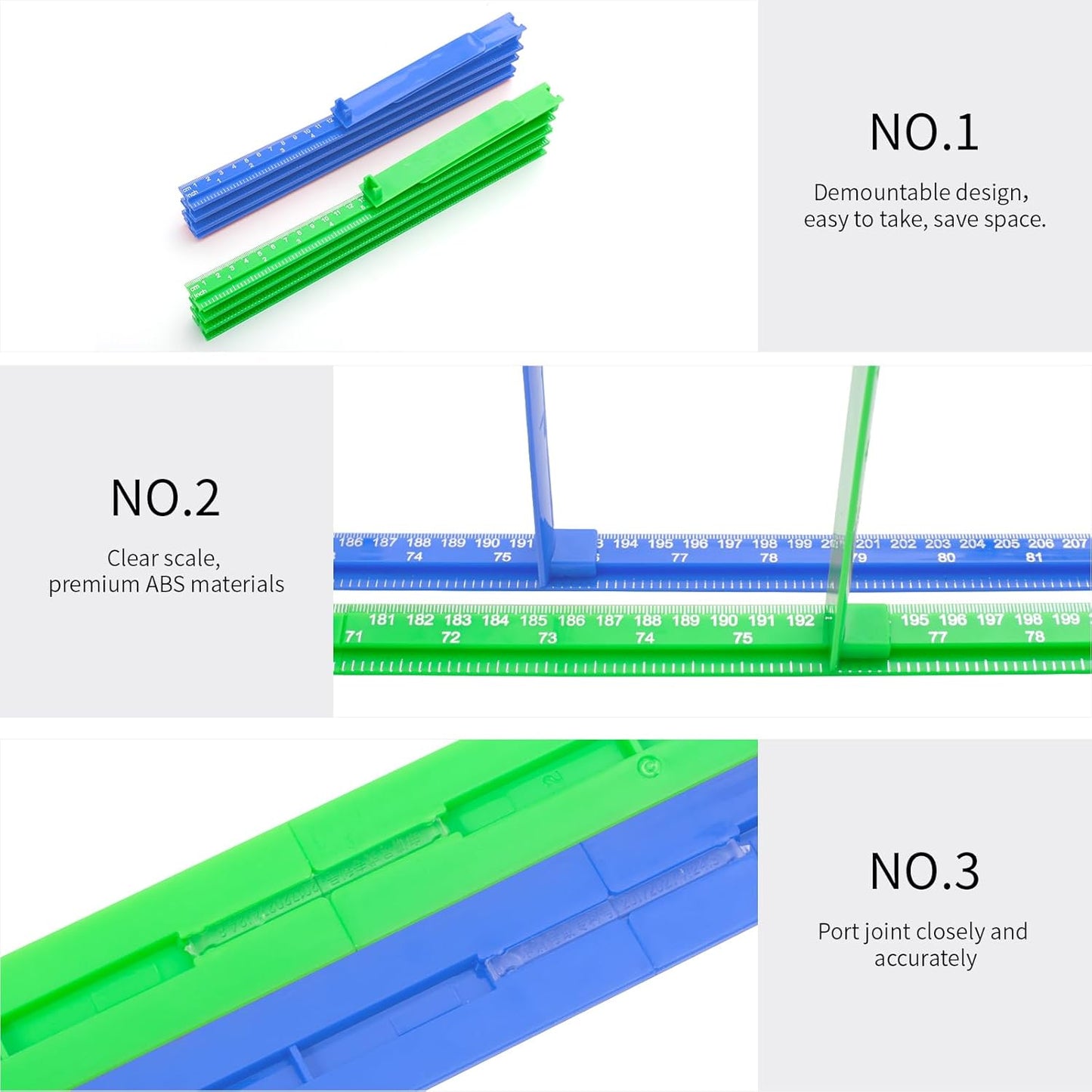 Height Measurement for Wall, Children Height Ruler, 3D Removable Growth Chart, Splicing Sliding Measuring Ruler for Kids and Nursery 79 inch (Green)