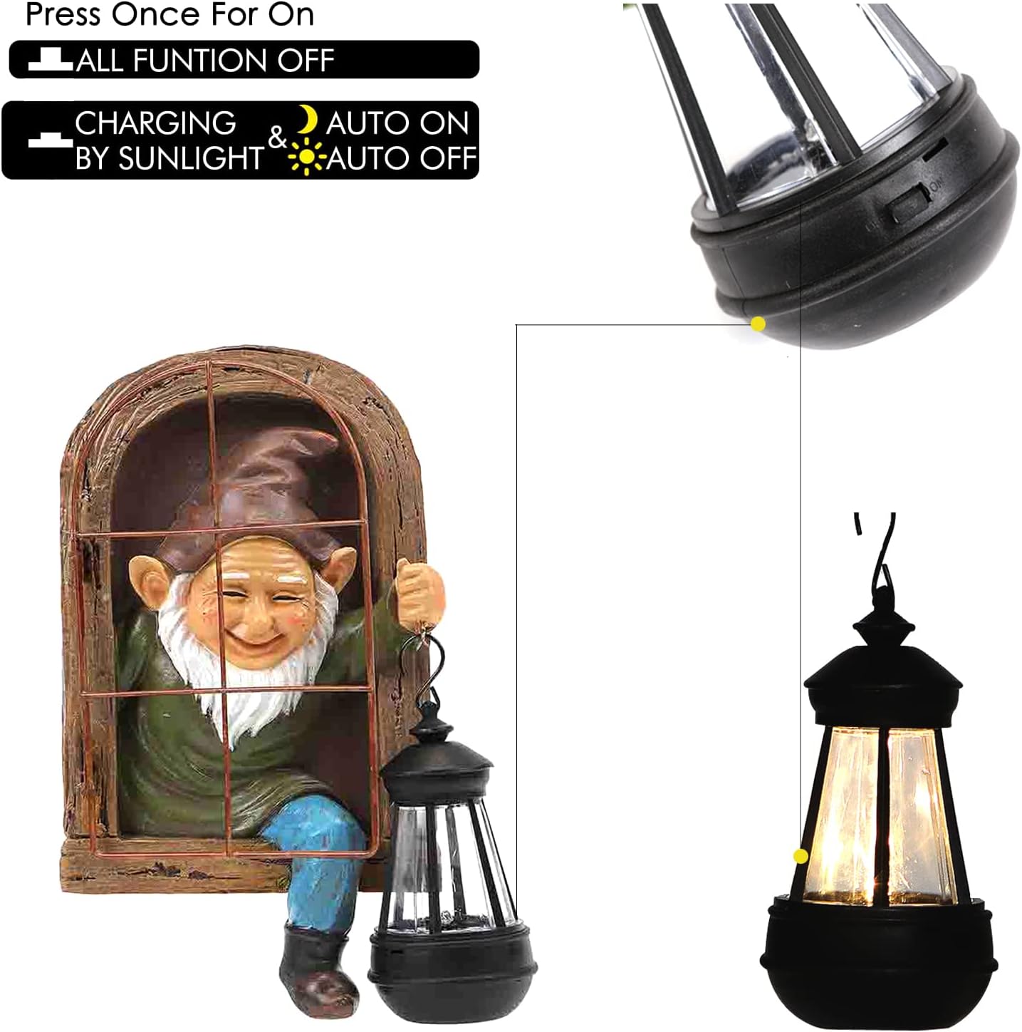 Whimsical Fairy Garden Halloween Gnomes with Solar Lights-10 Elf Out The Door Tree Hugger Garden Statues-Outdoor&Yard Decor-Tree Face Sculpture,Ideal Gifts - Yard Art for Patio,Fence,Wall