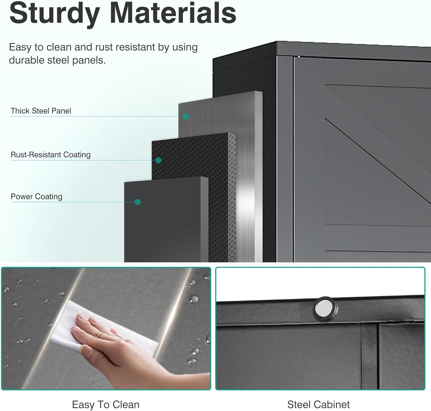 SISESOL Black Storage Cabinet with 4 Doors and 2 Adjustable Shelves,Farmhouse Food Pantry Cabinets,Small Bathroom Cabinet,4 Tier Metal Storage Cabinets for Home Kitchen,Dining/Living/Laundry/Room