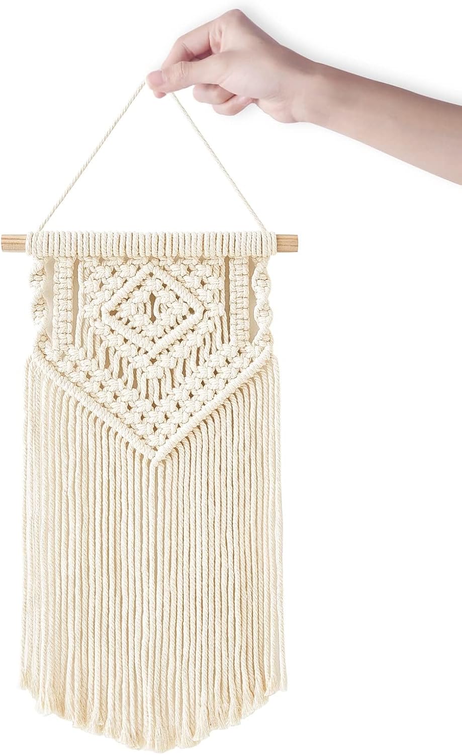 Dahey 2 Pcs Macrame Wall Hanging Small Woven Tapestry Wall Art Decor - Beautiful for Boho Home Dorm College Classroom Decor, Apartment, Nursery, Party Decorations, 16.5" L x 10" W and 17.5"x 10"W