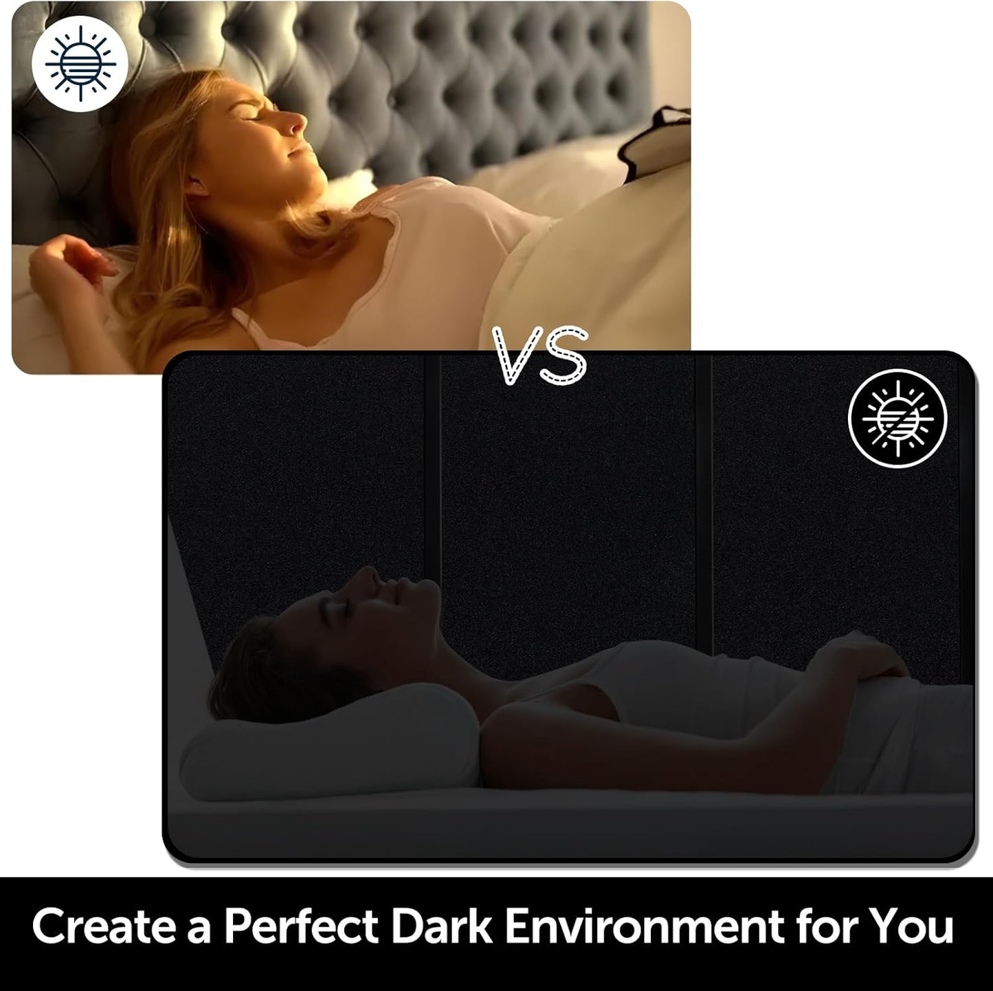 HIDBEA Blackout Window Film,100% Light Blocking Room Darkening Window Privacy Film,Frosted Glass Window Film Heat Control, Removable Window Cover Tint for Day Sleep (Black,23.6in x 6.5ft)