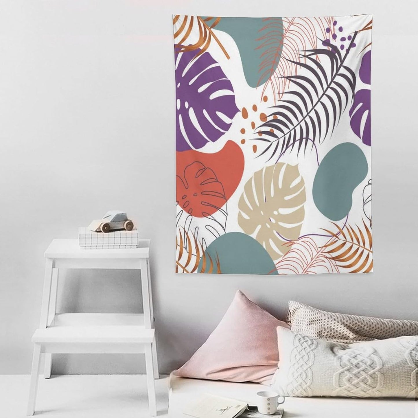 ICMOLYYENLO Tropical Green Leaves Tapestry, Exotic Leaves Beautiful Bedroom Wall Hanging, Floral Poster Blanket for Bedroom Living Room Dormitory Apartment 40x60 Inch